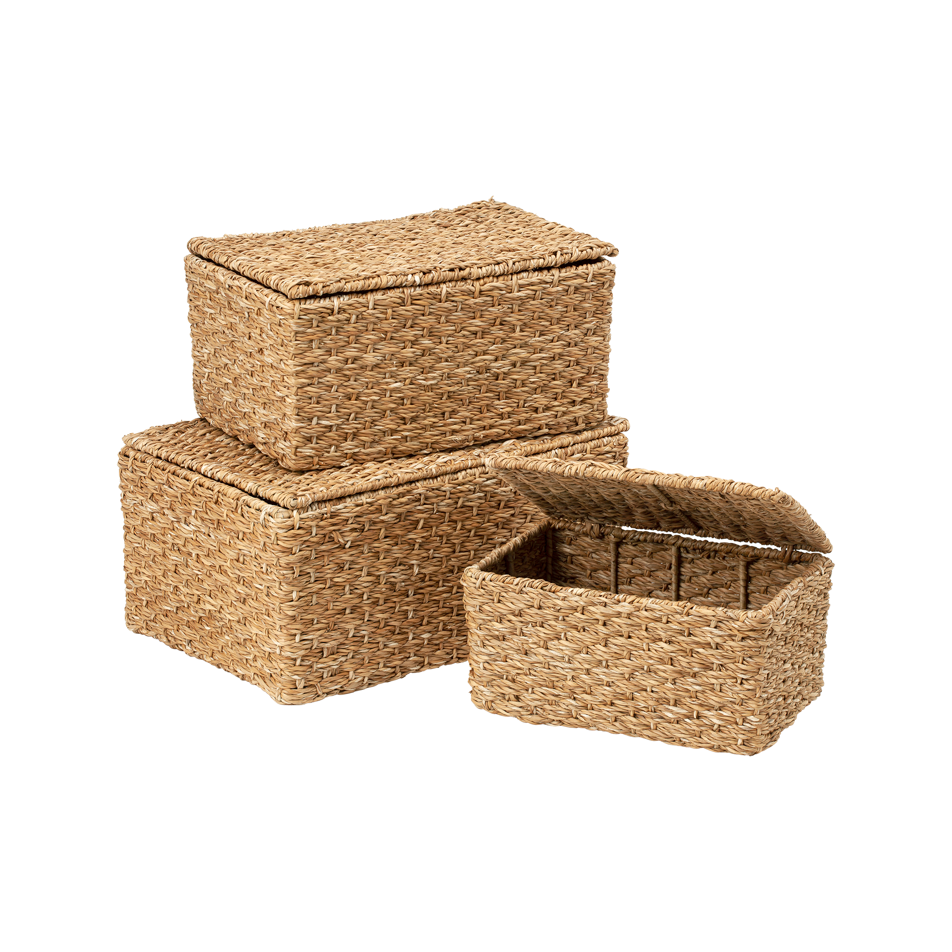 Trunk W Lid Esther Natural S/3, Dixie, korgar