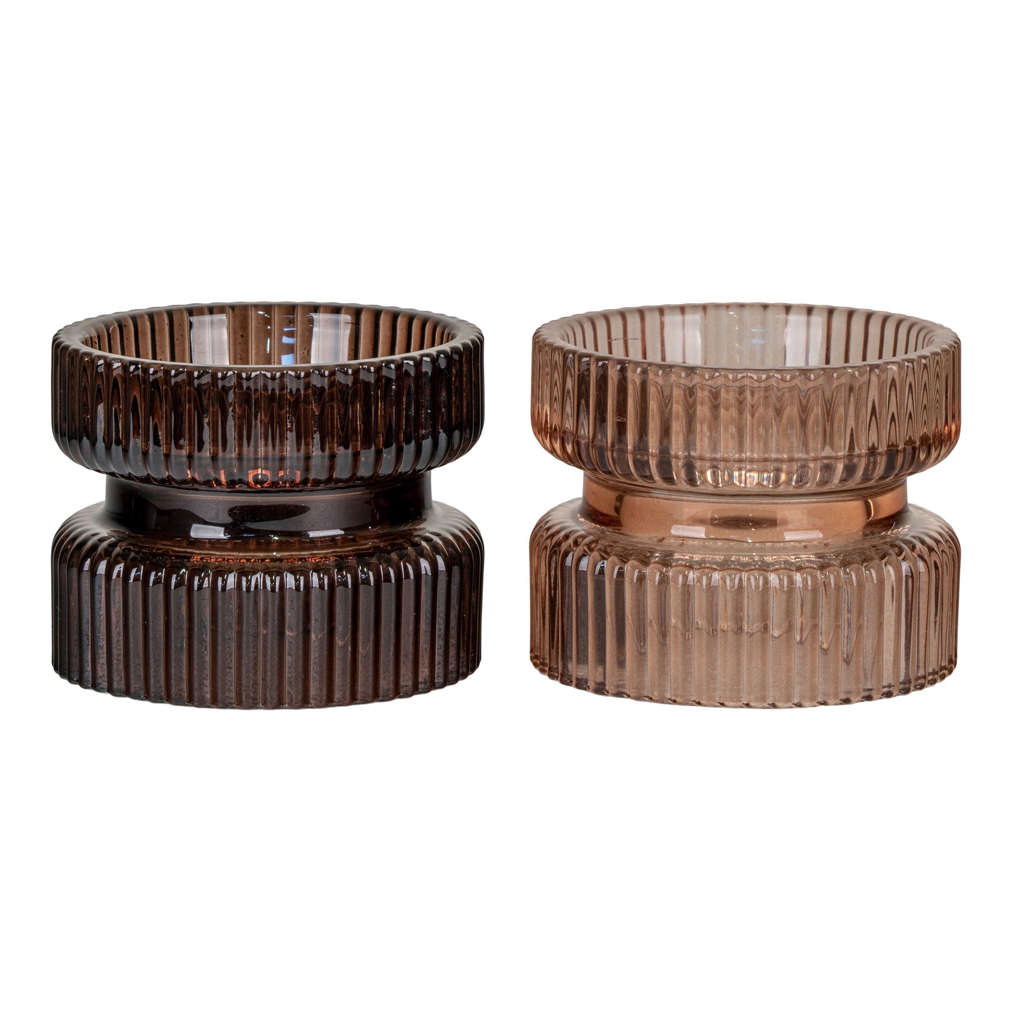 CANDLE HOLDER, glas, bärnsten, 2-pack