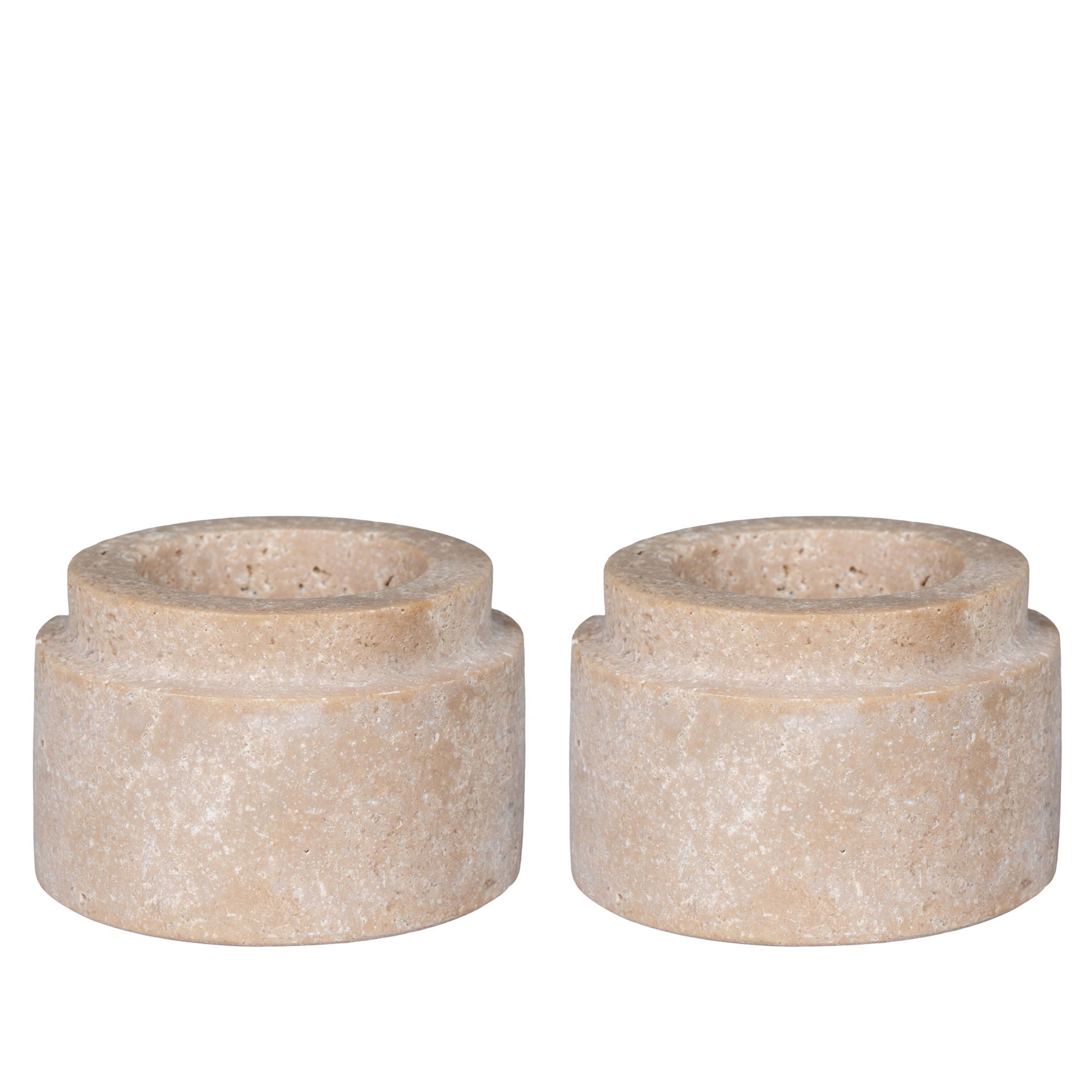 Tealight-ljushållare, travertin natur, 2-pack