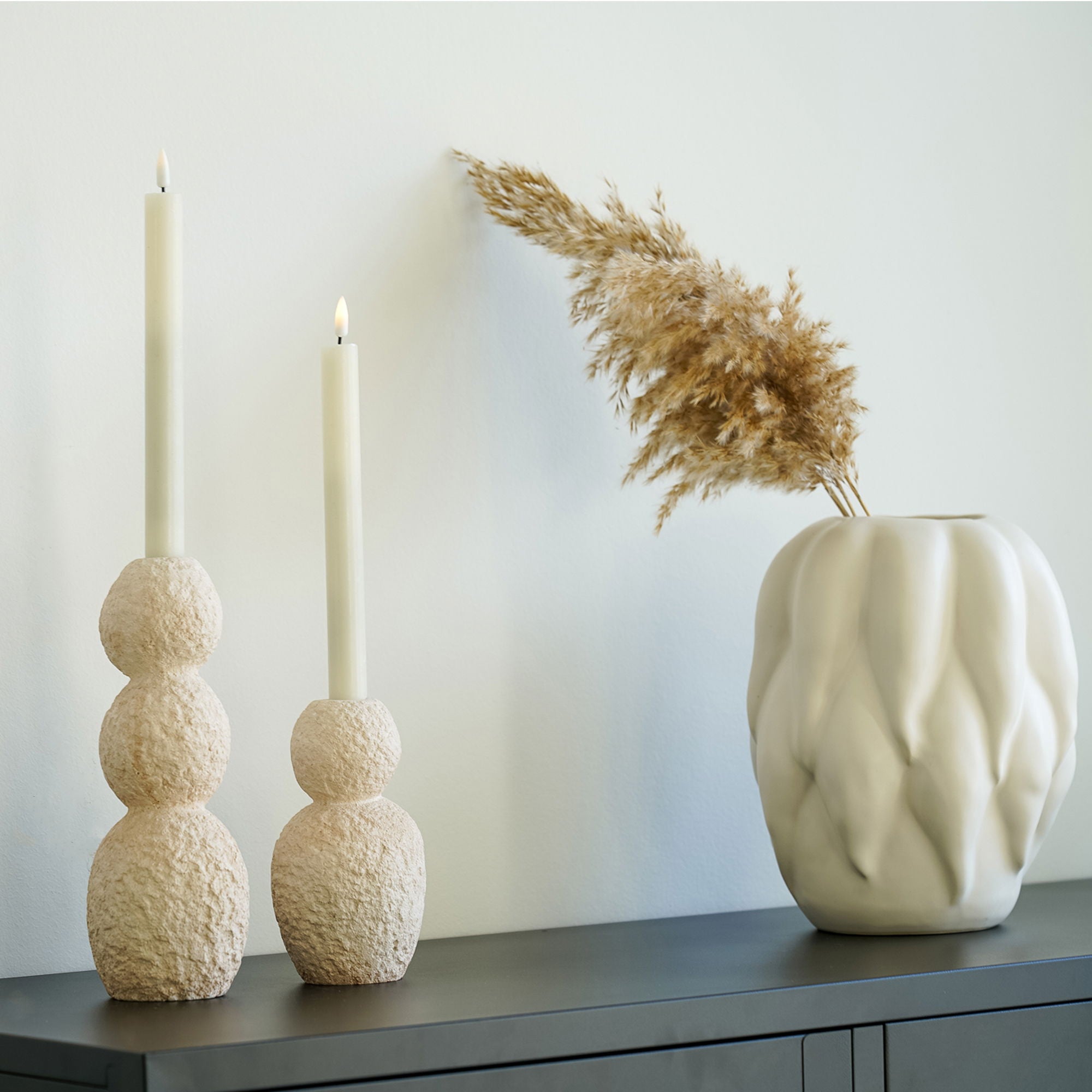 Cementljusstakar natur set om 2