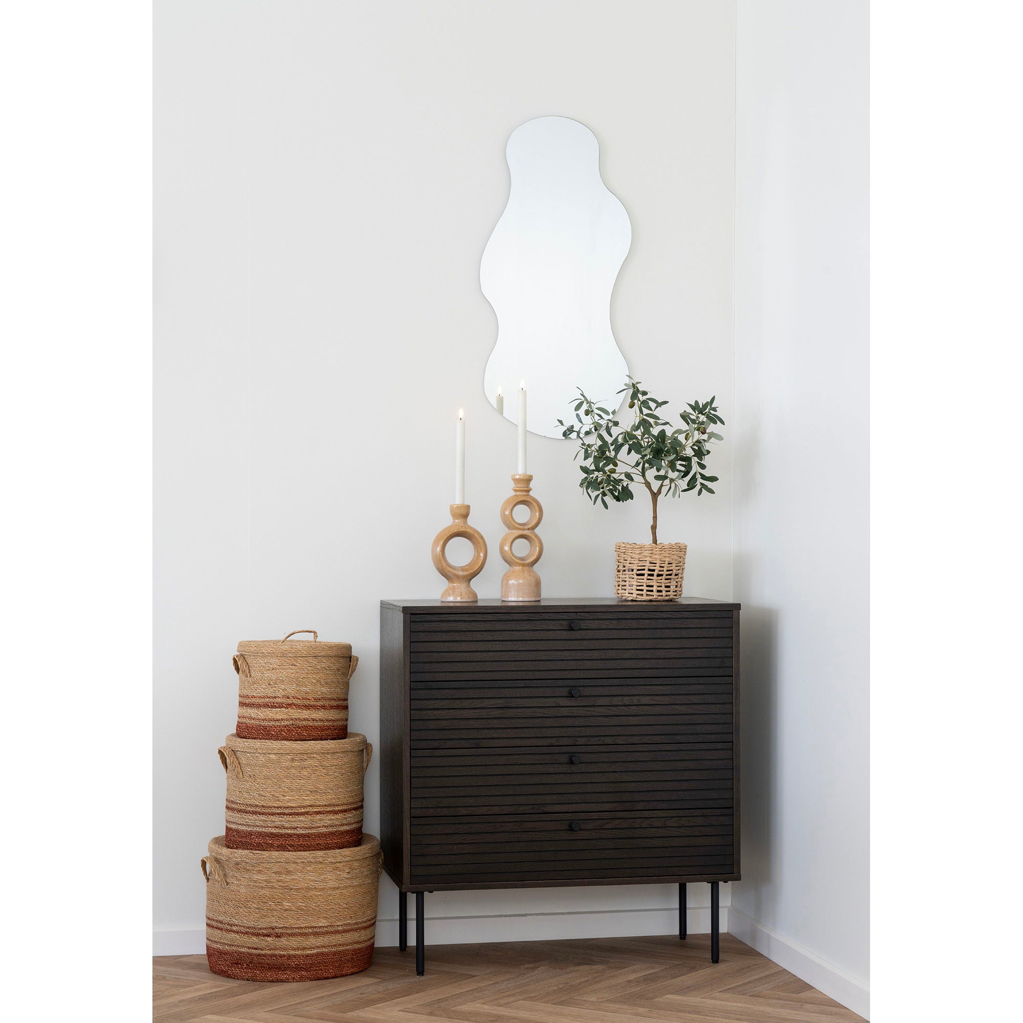 LJUSSTAKE, keramik, brun