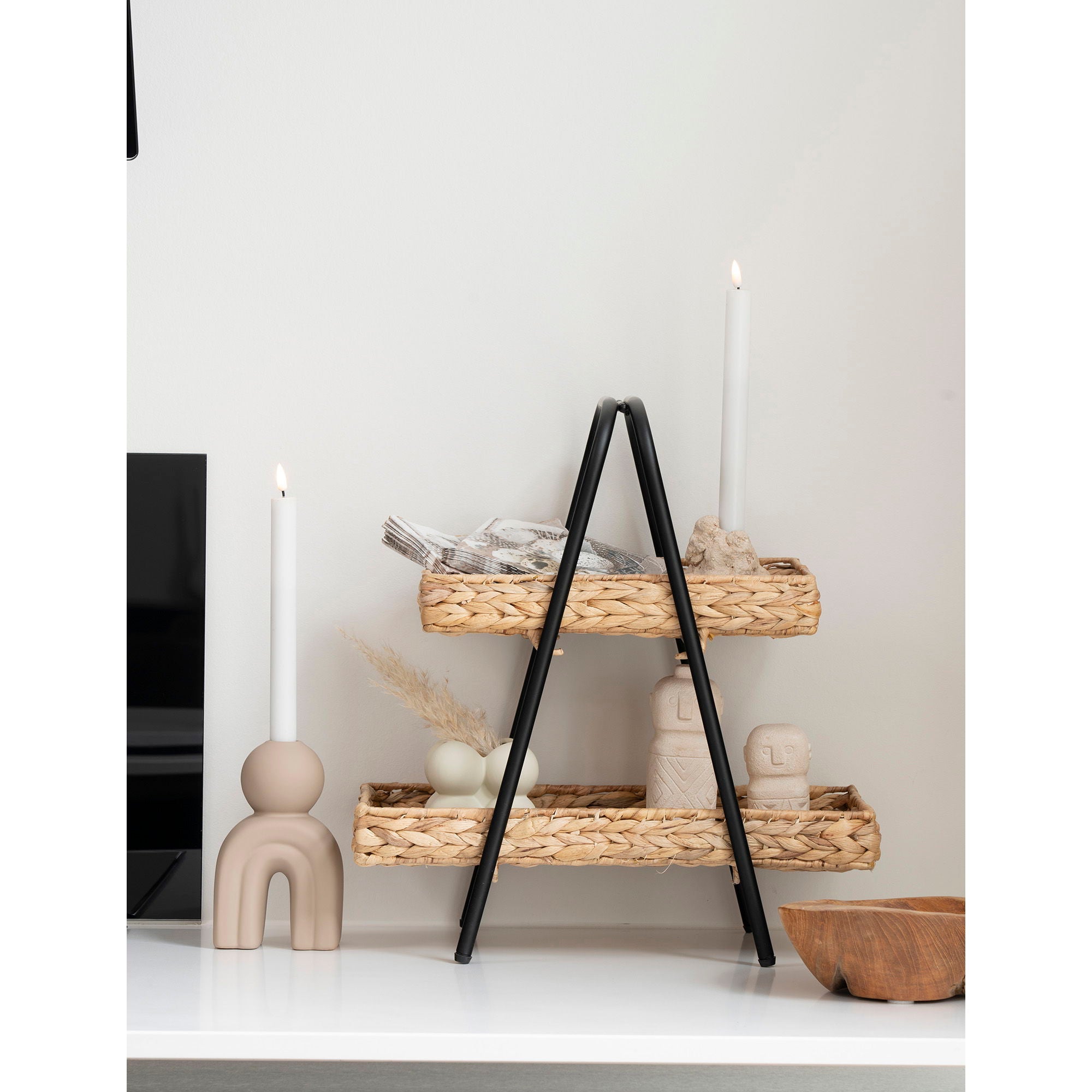 ALFARO Bricka, svart/naturell