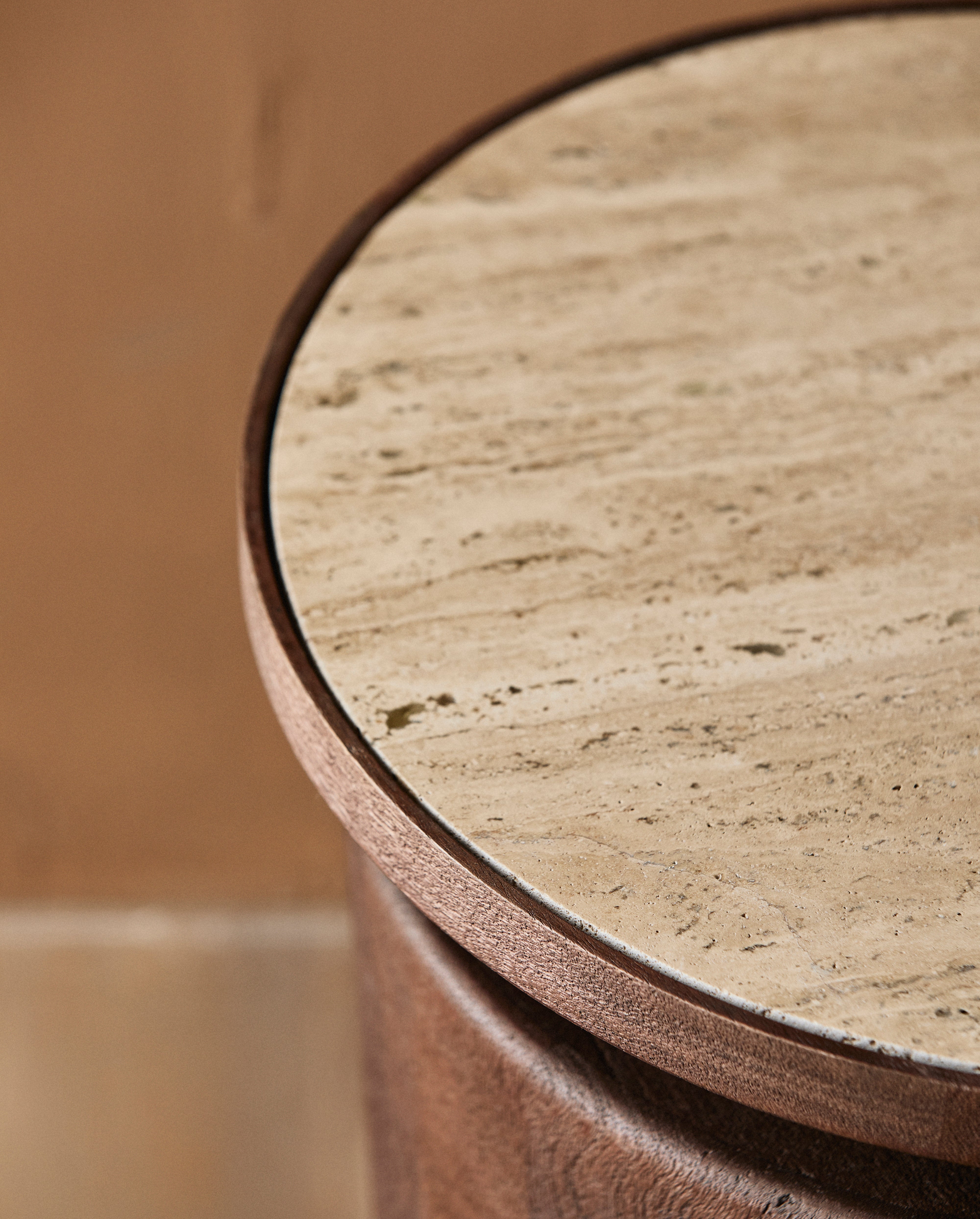 Kwando Side Table W. Travertine Top - Nature, Nordal, bord