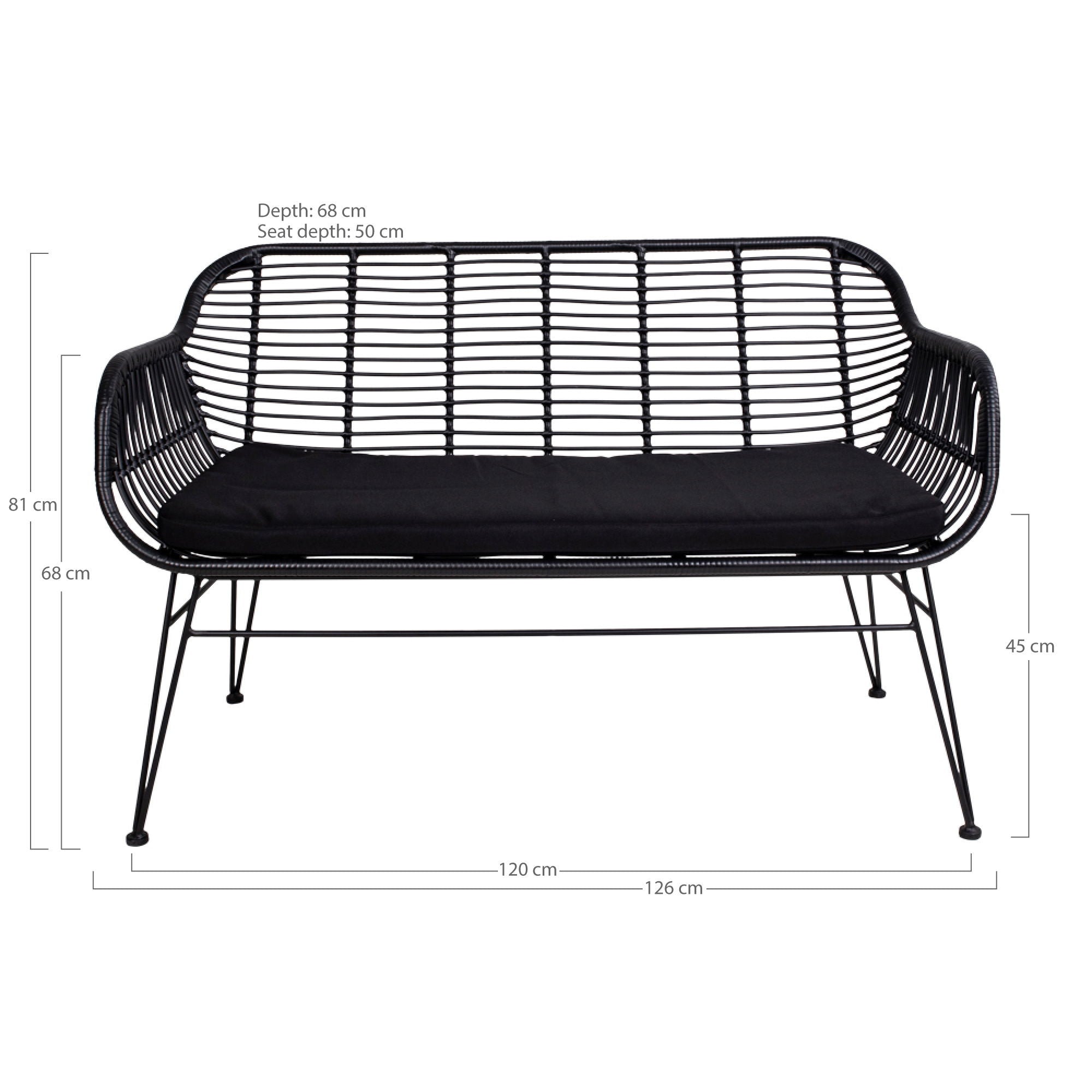 TRIESTE Soffa i polyrattan, svart