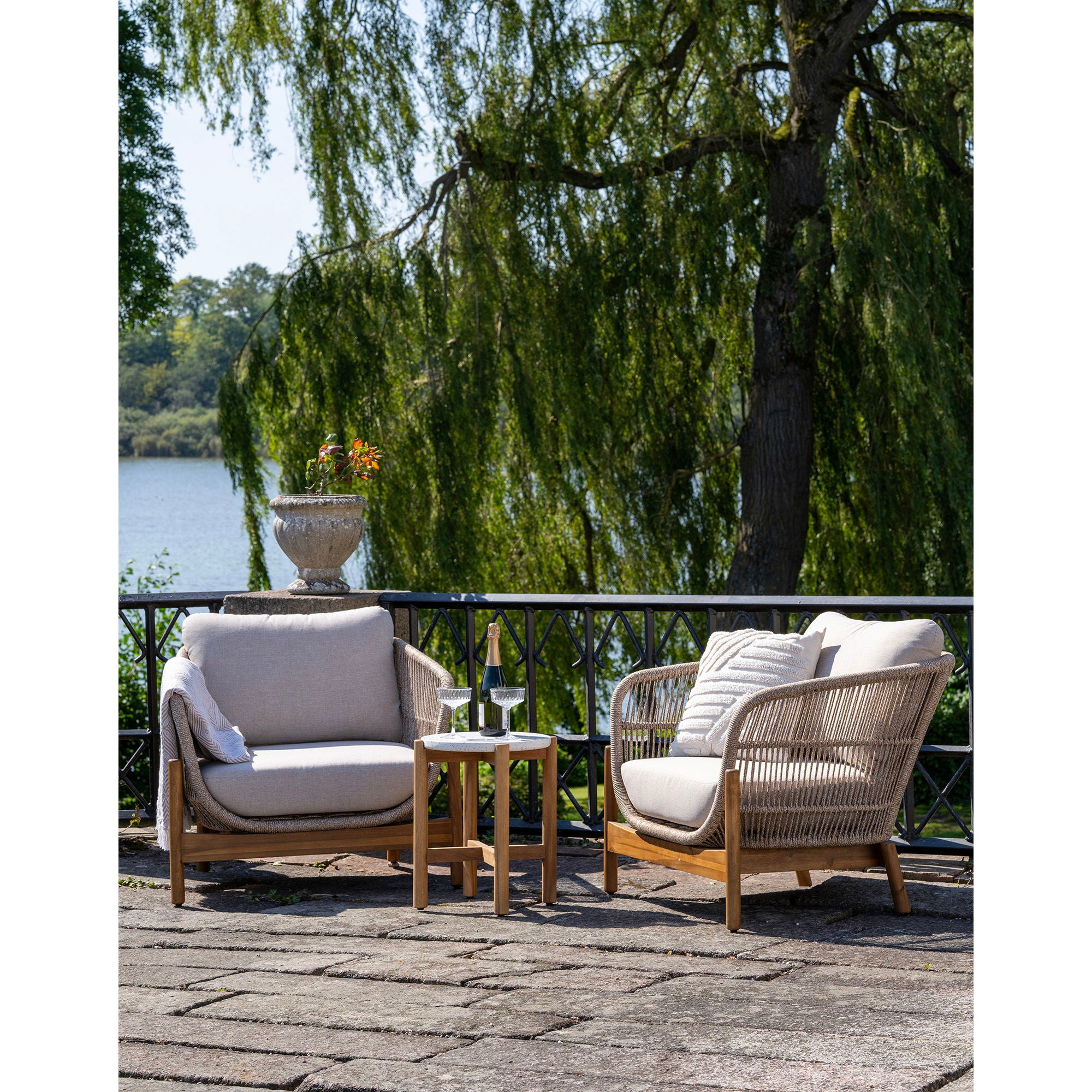 TERRACINA Loungefåtölj, akacia, beige