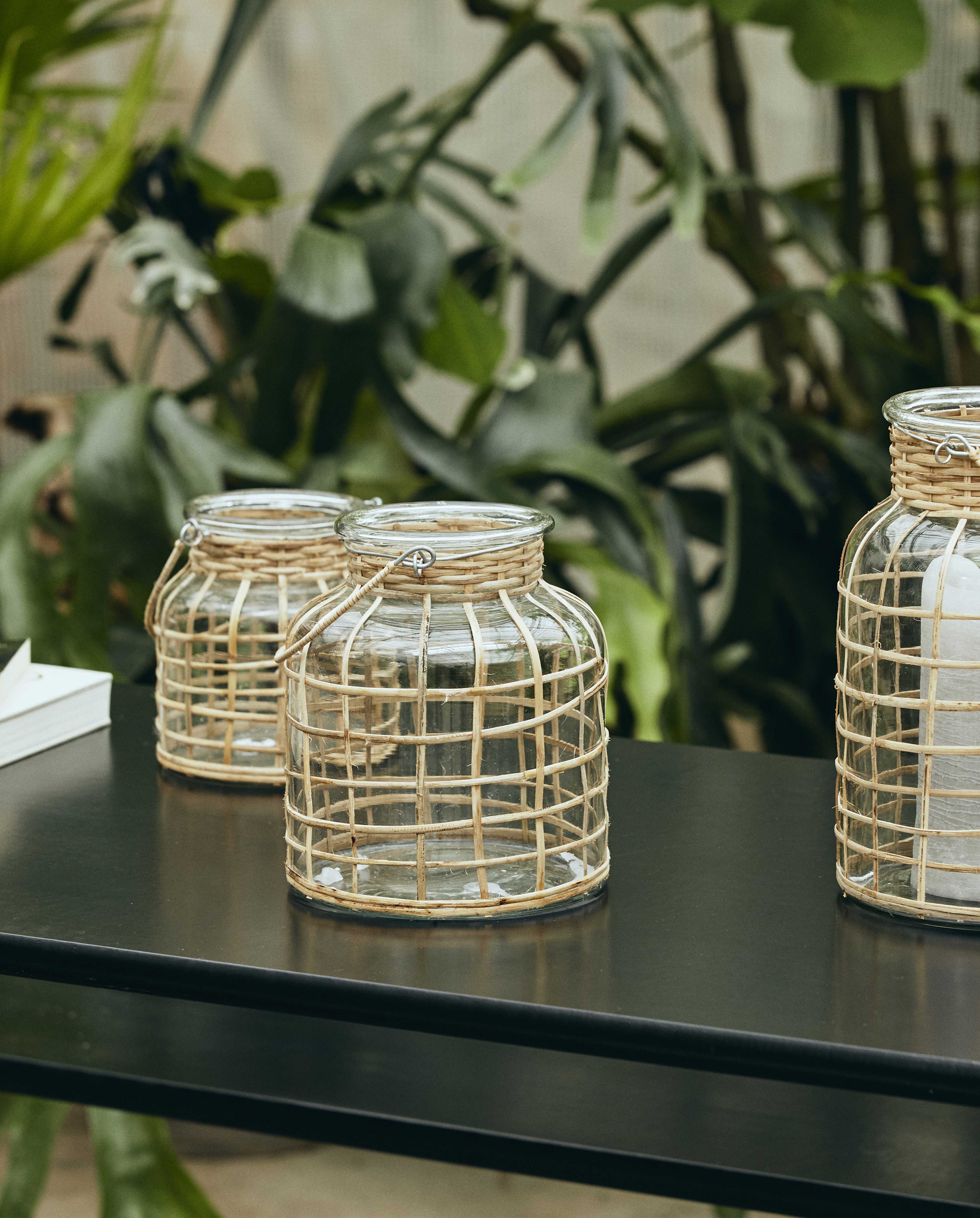 Bamboo Candle Holder, Glass, Medium, Nordal, ljus & ljuslyktor