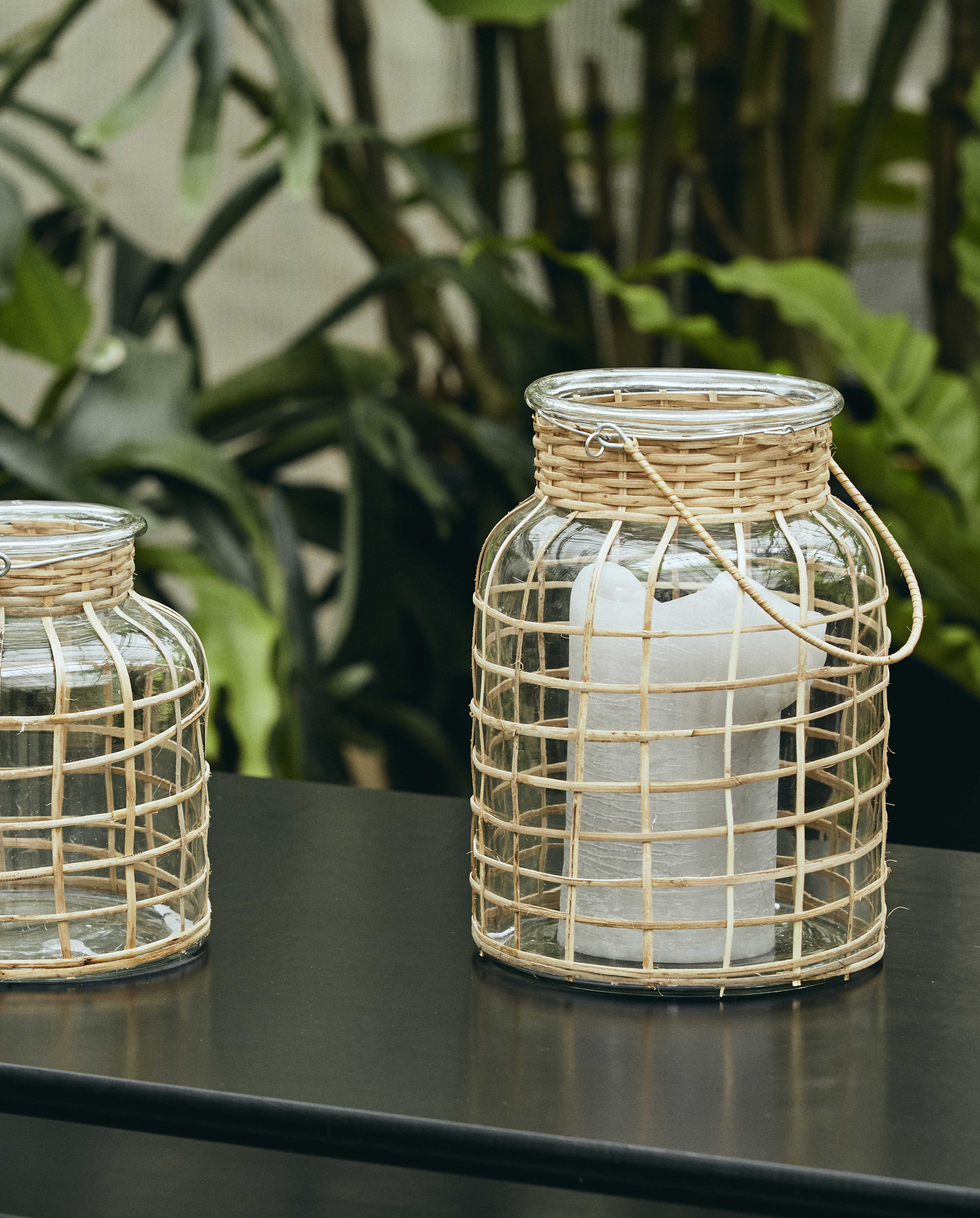 Bamboo Candle Holder, Glass, Large, Nordal, ljus & ljuslyktor