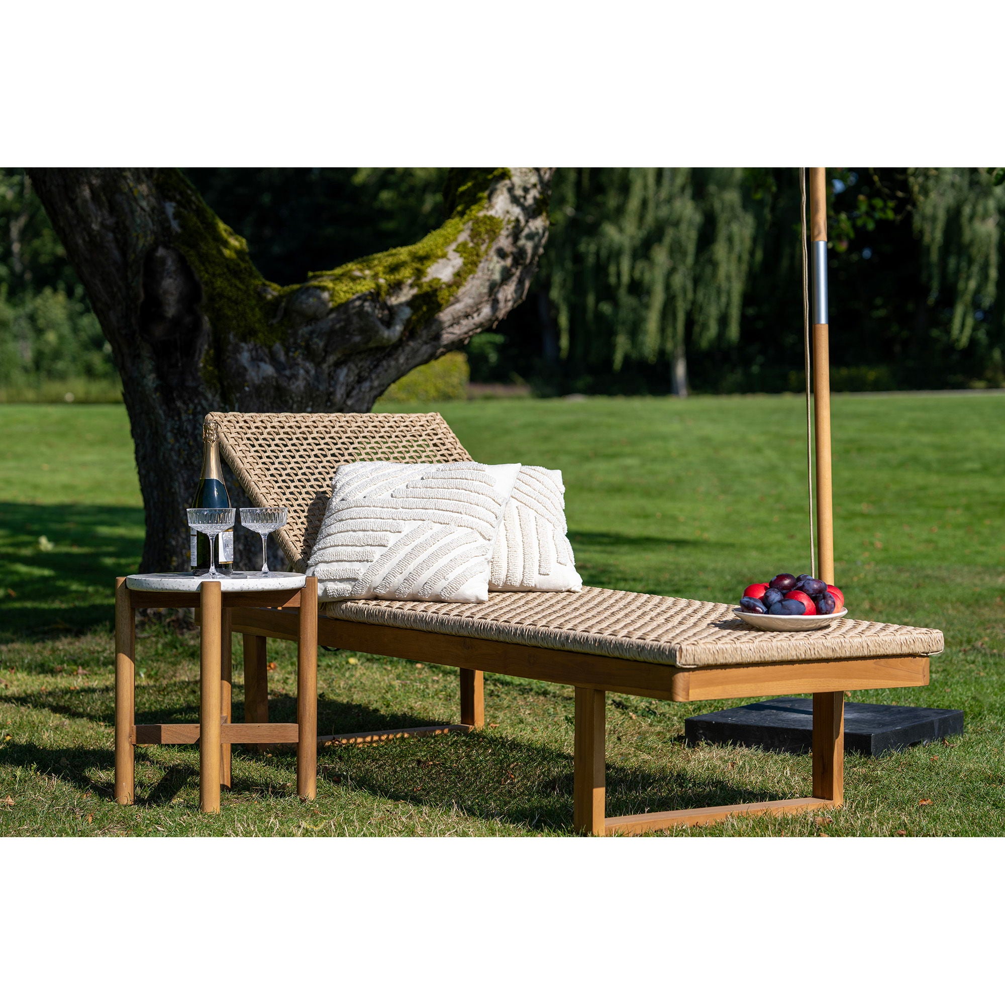 Derby solsäng, teak/polyrattan