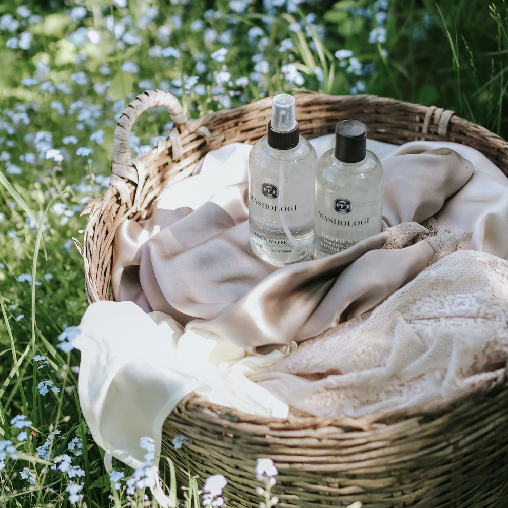 Linnevatten Purity i en korg