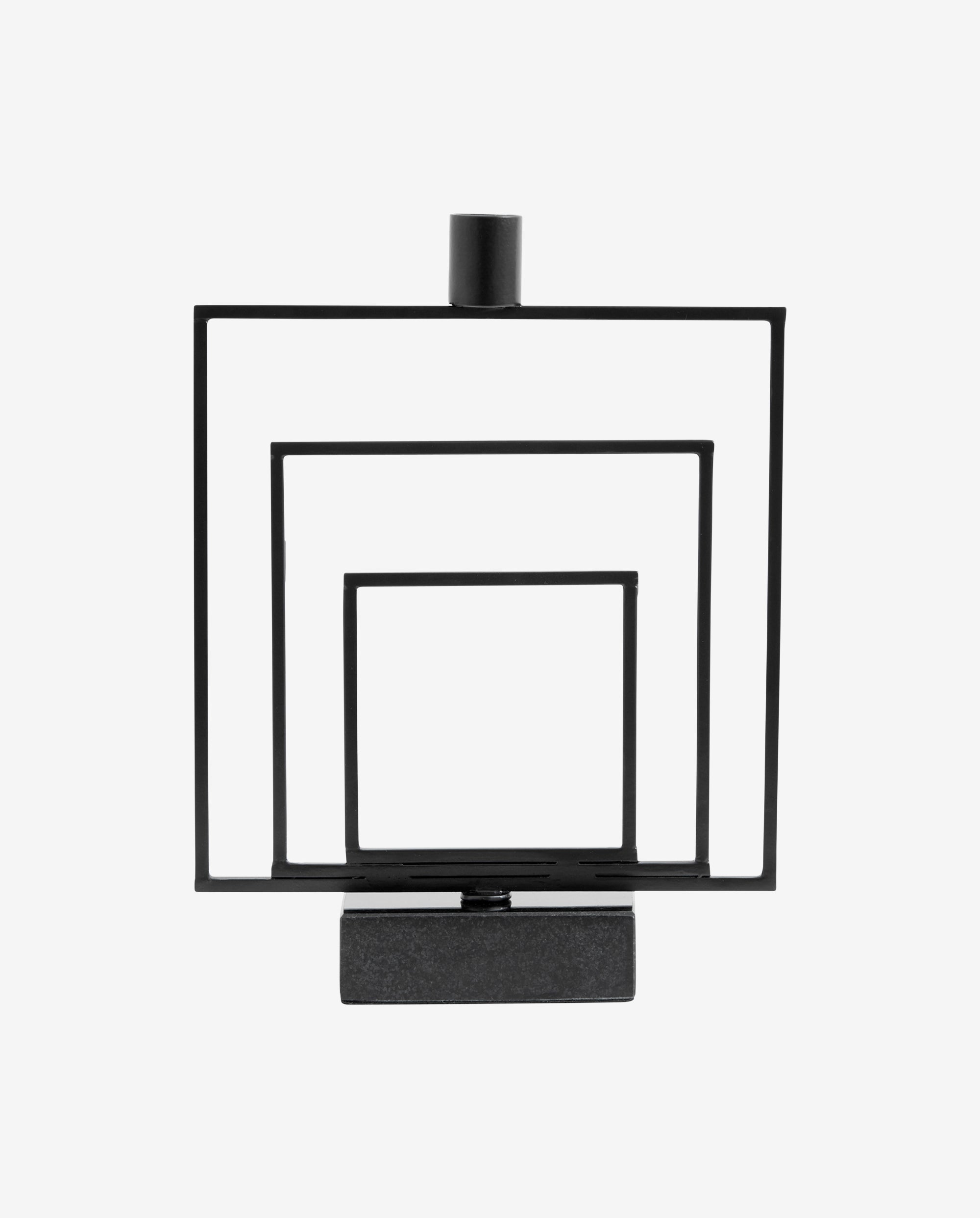 Square C/holder, Large - Marble, Black, Nordal, ljus & ljuslyktor