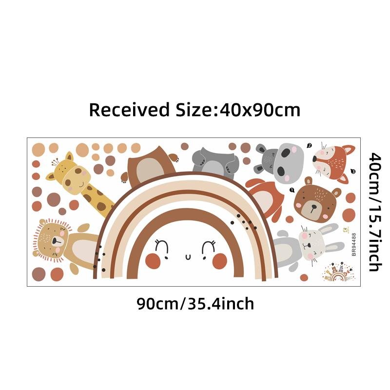 Boho Style Animals Rainbow Wall Decals Baby Room Decor Stickers, Flora Grossist, Barnrum