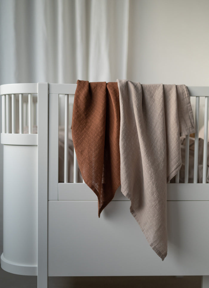 Muslinwrap 70x70 Sand/tobacco, 2 Pack, Borganäs of Sweden, barnartiklar sovrum