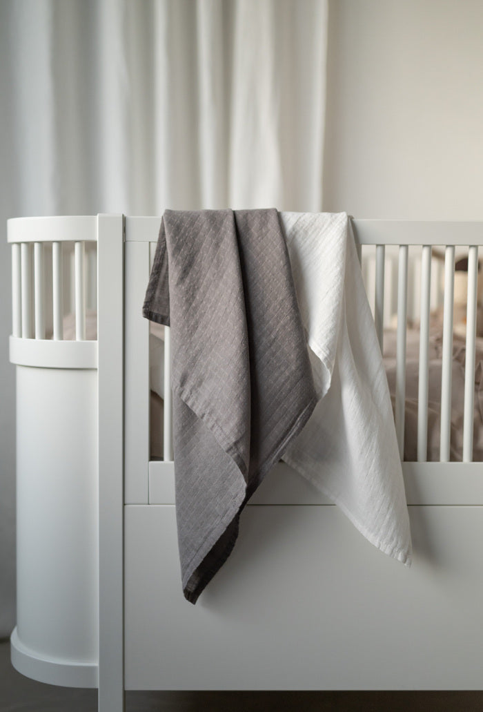 Muslinwrap 70x70 Mörkgrå, 2 Pack, Borganäs of Sweden, barnartiklar sovrum