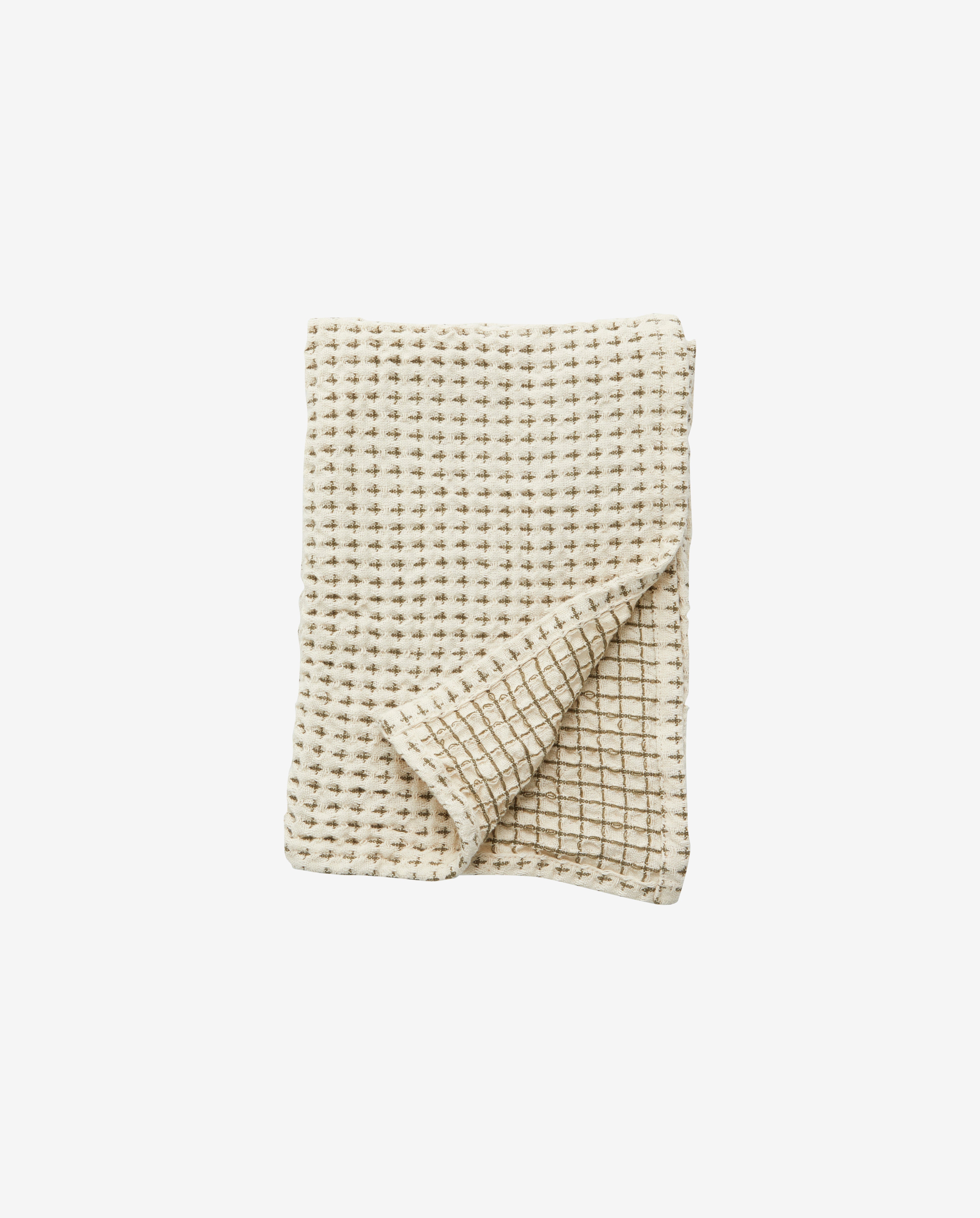 Heze Tea Towel, Waffle, Off White/green, Nordal, sovrums textilier
