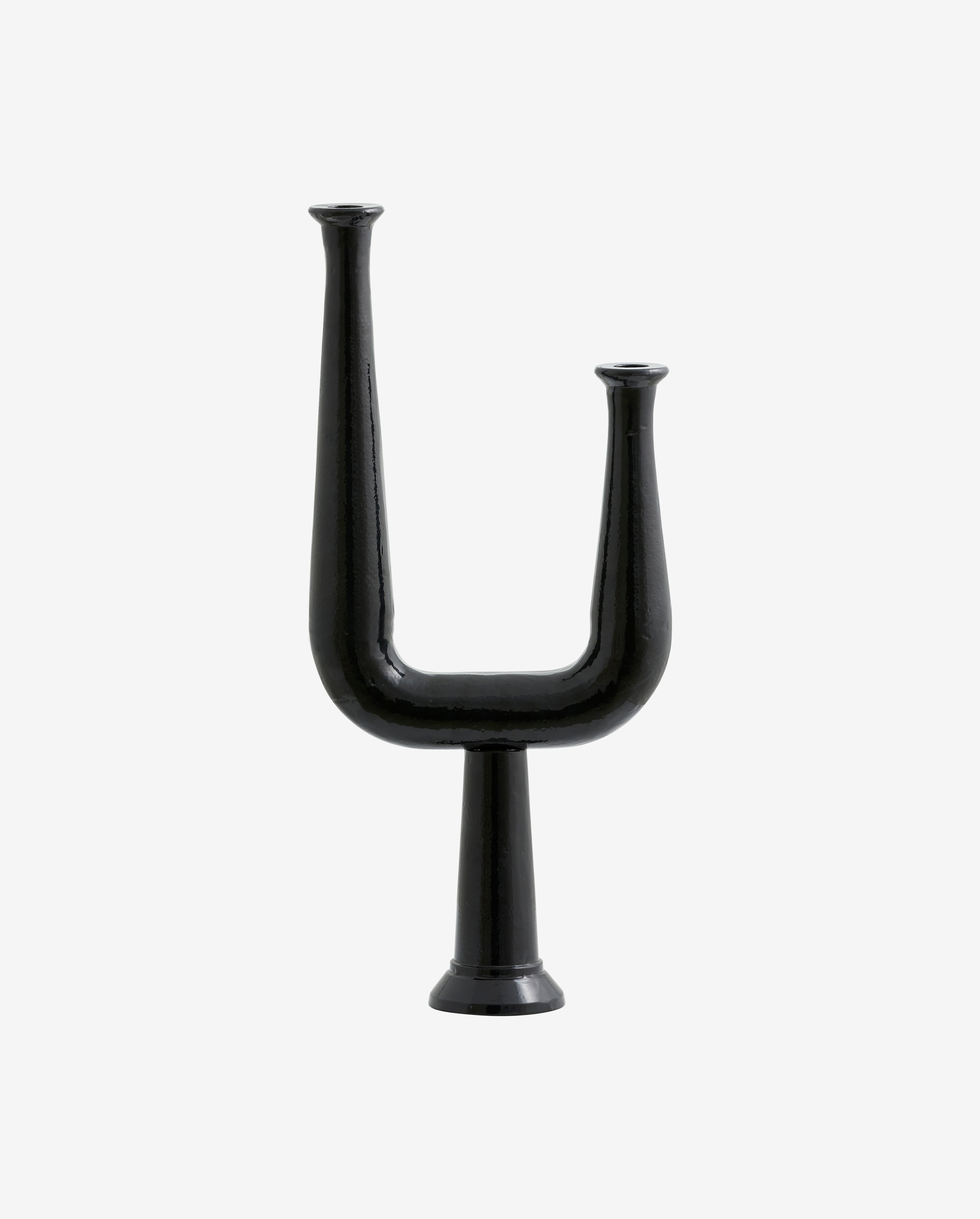 Ulopu Candleholder, 2 Arm, Aluminum - Black, Nordal, ljus & ljuslyktor
