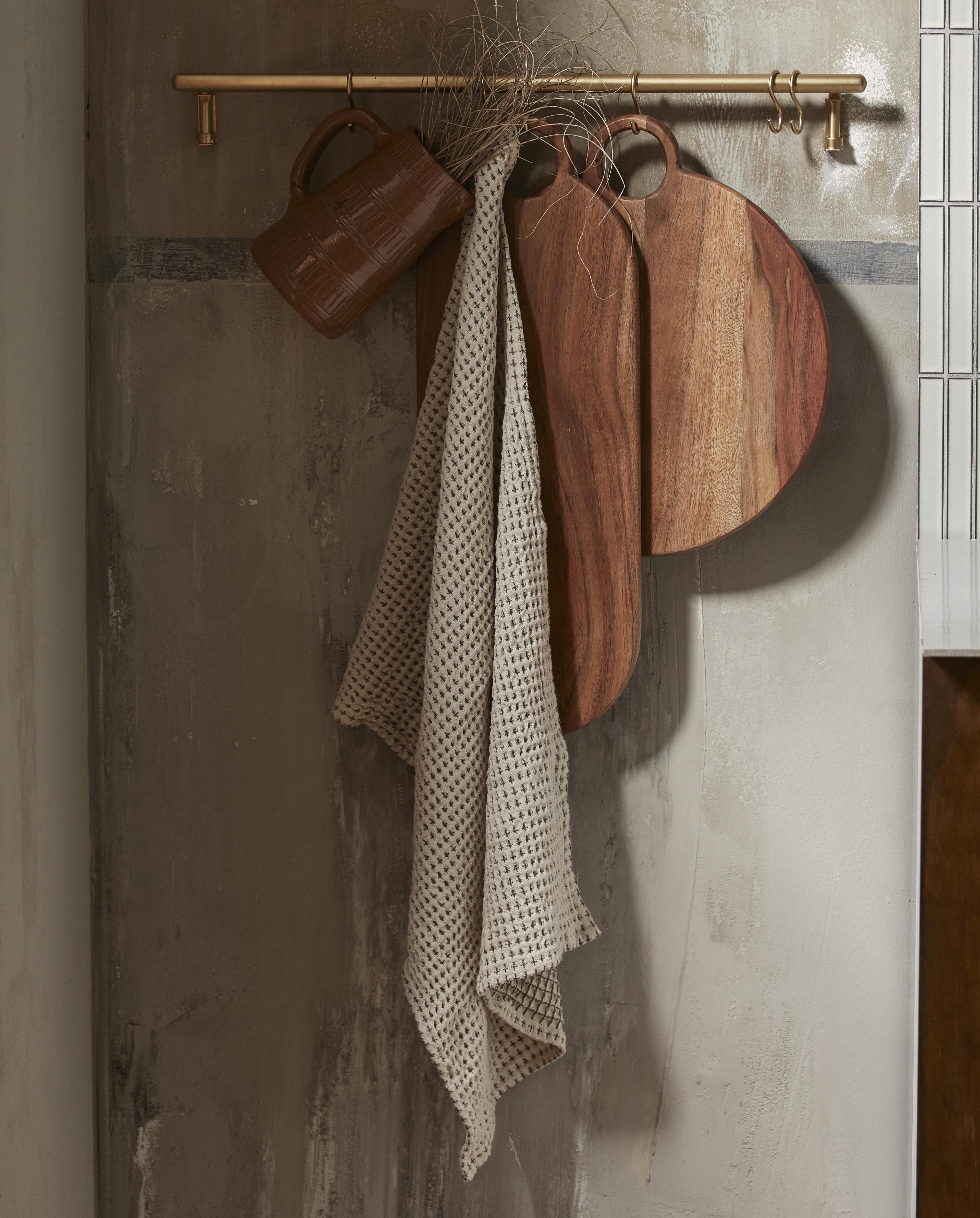 Heze Tea Towel, Waffle, Off White/green, Nordal, sovrums textilier