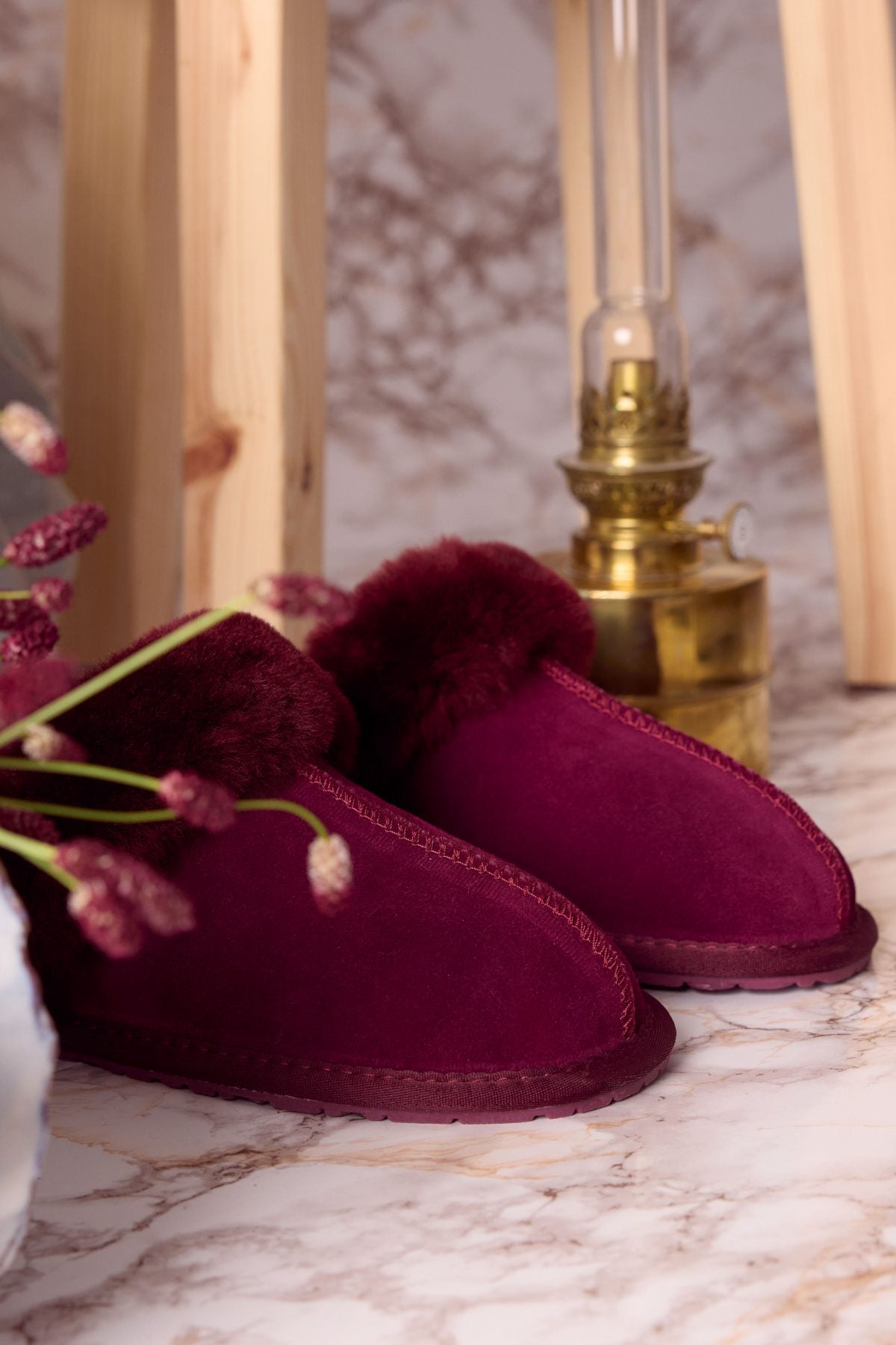 Mockatofflor från Ylleverket – Vinröd, House of Regalo, bäddset-textil