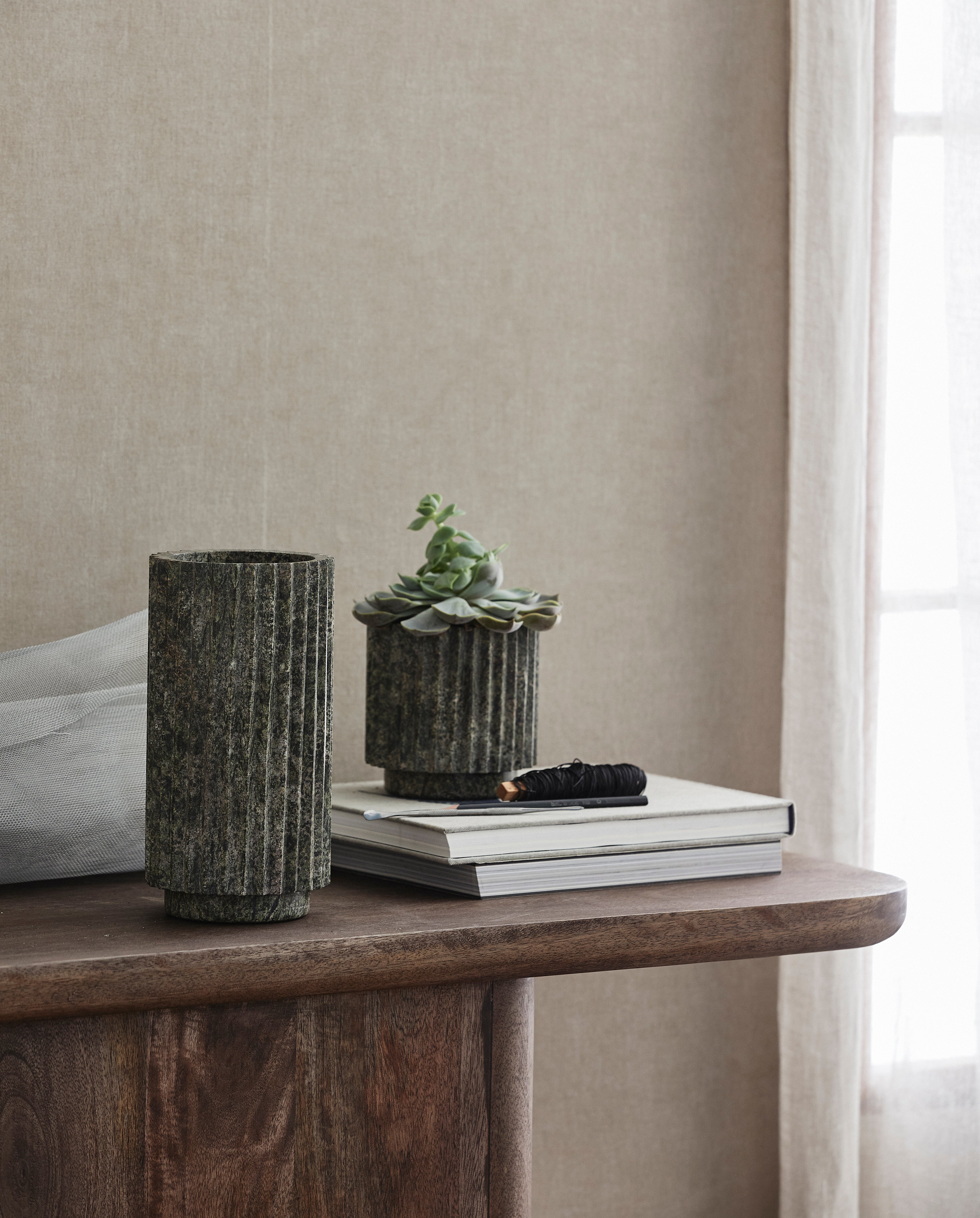 Loon Vase, Green Marble, Nordal, vaser & skålar