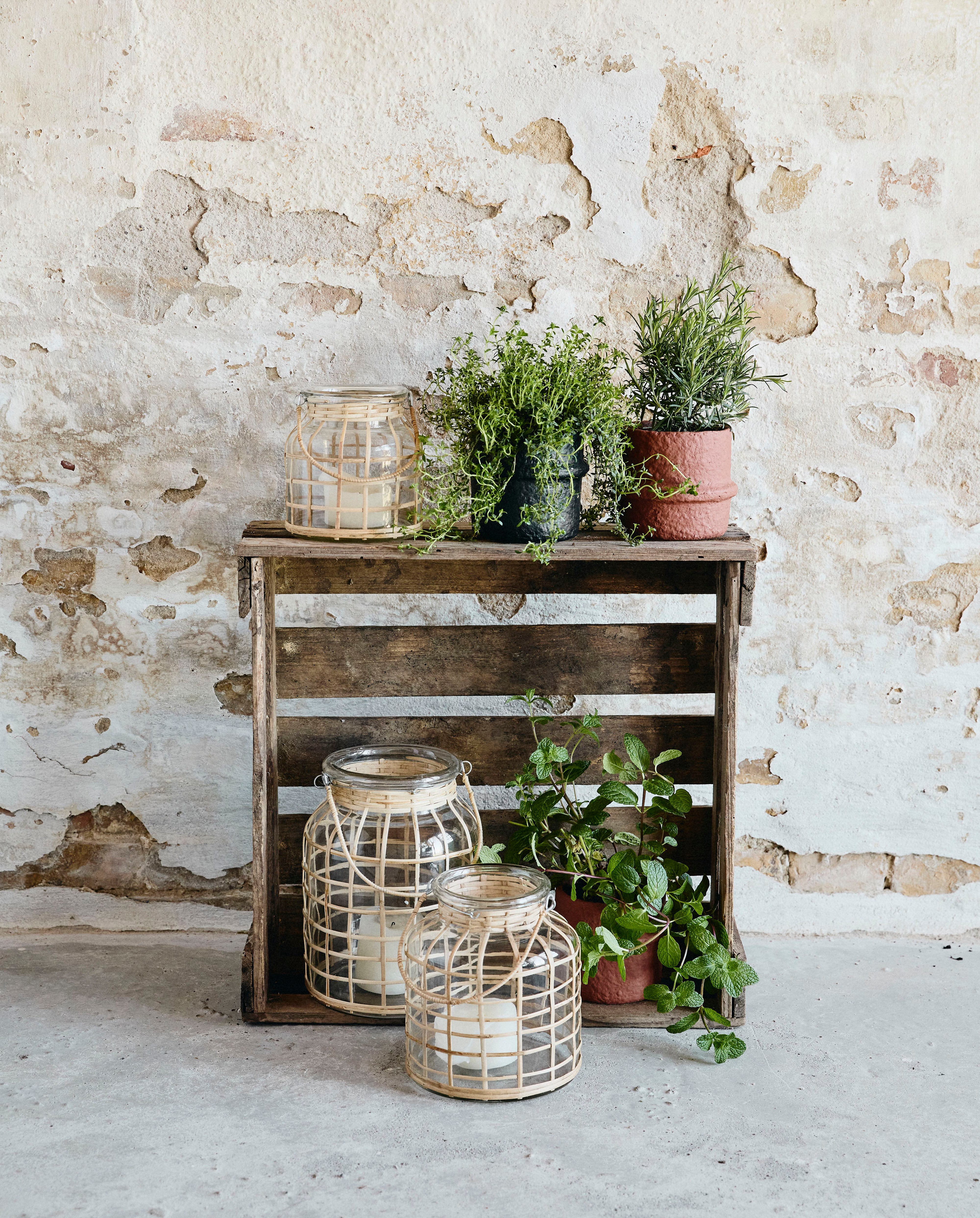 Bamboo Candle Holder, Glass, Large, Nordal, ljus & ljuslyktor