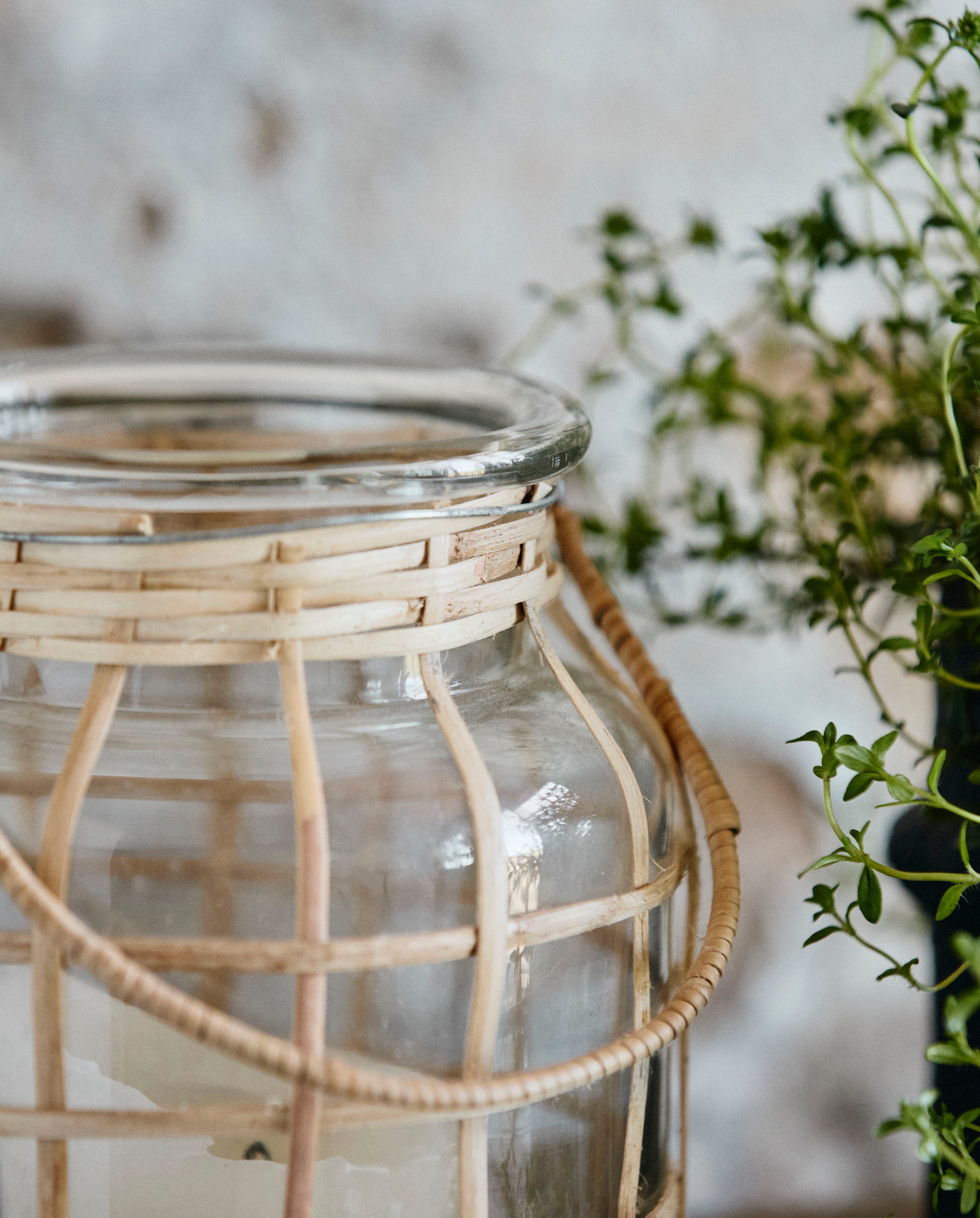 Bamboo Candle Holder, Glass, Large, Nordal, ljus & ljuslyktor