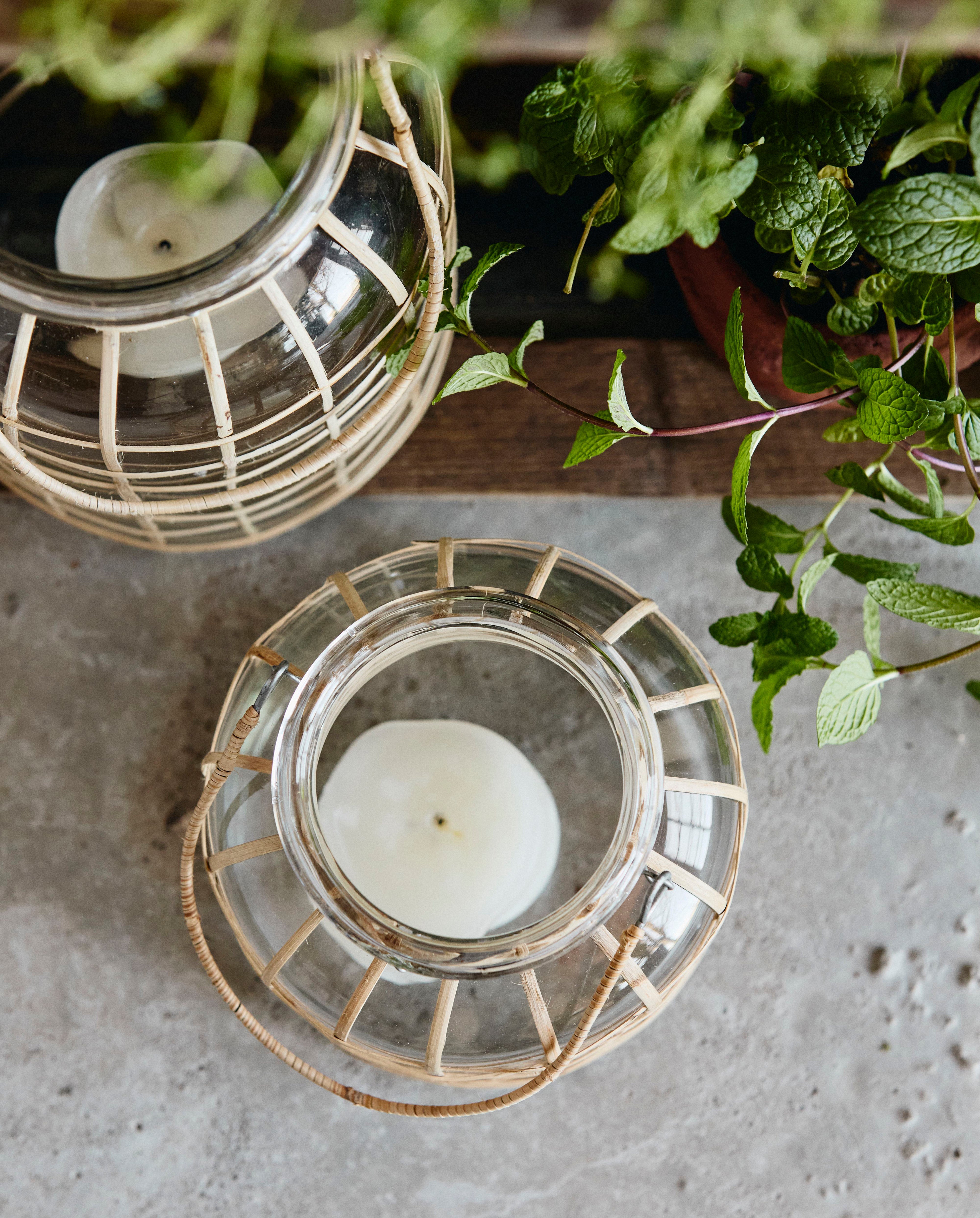 Bamboo Candle Holder, Glass, Large, Nordal, ljus & ljuslyktor