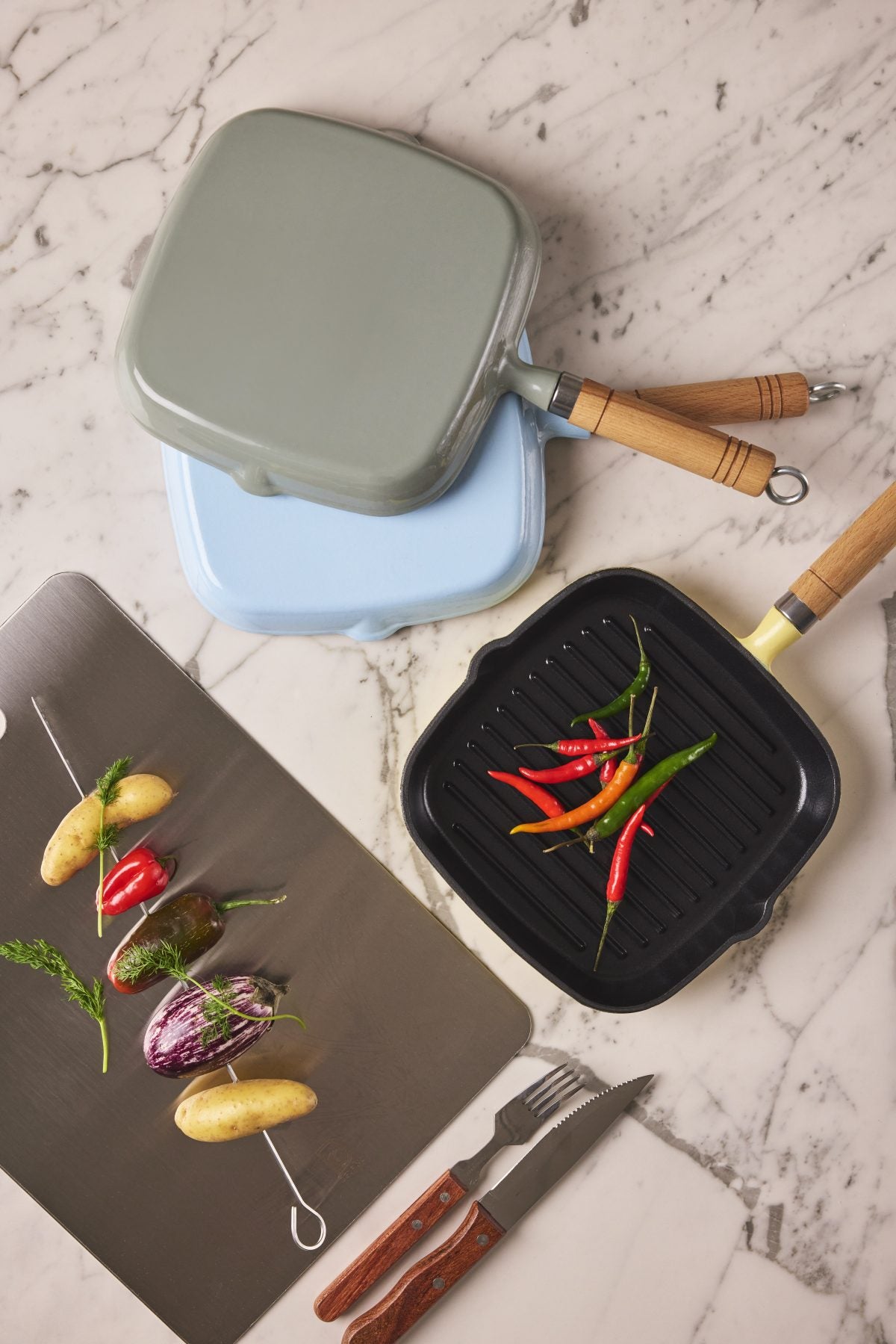 Grillpanna med Trähandtag från Jernverket – Gul, House of Regalo, kök-och-heminredning