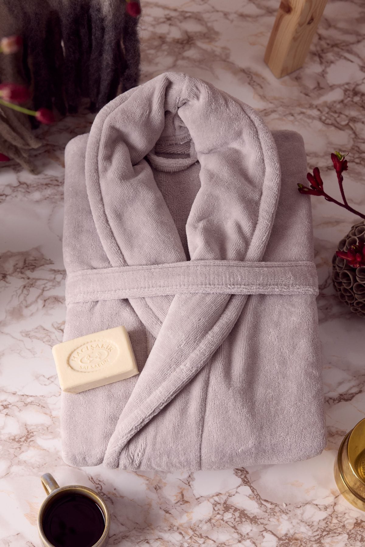 Mjuk Morgonrock i Velour – Vit, House of Regalo, bäddset-textil