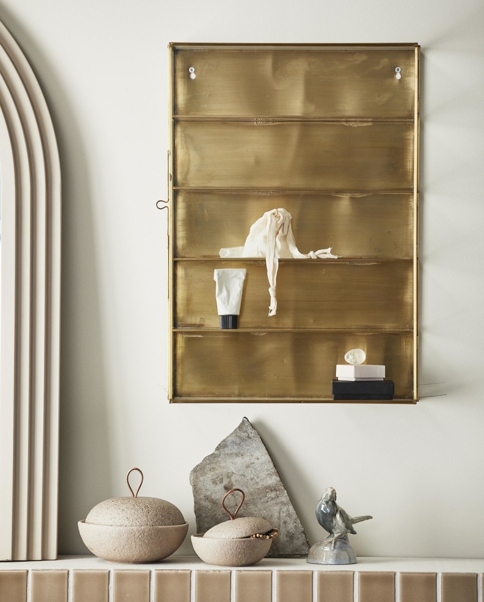 Ada Wall Cabinet, M, 4 Shelves, Golden Finish, Nordal, vägghyllor & väggskåp