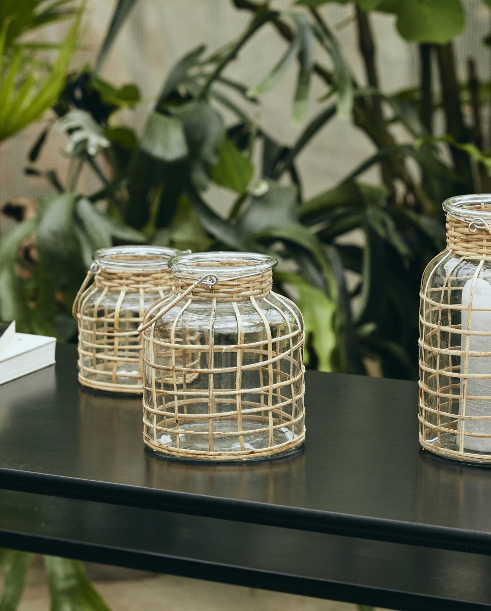 Bamboo Candle Holder, Glass, Small, Nordal, ljus & ljuslyktor