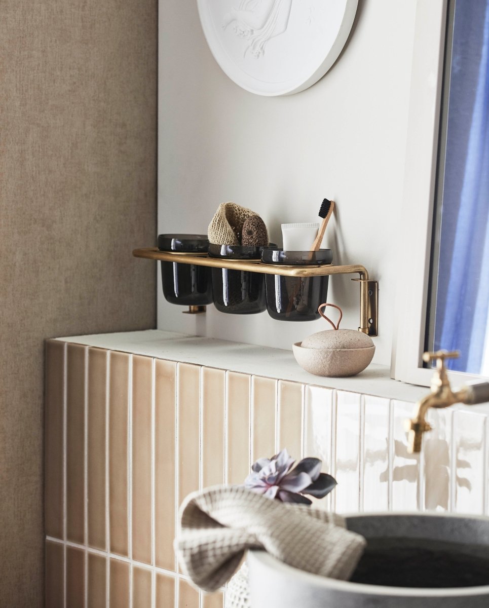 Fidra Storage Shelf, Black Glass, Nordal, förvaring