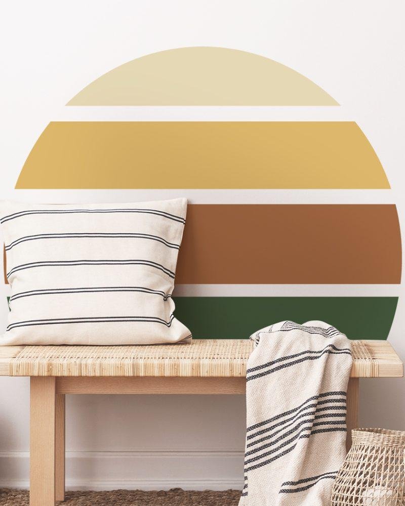 Retro Rising Sun – Earthy – Peel And Stick Wall Sticker, Flora Grossist, väggdekoration