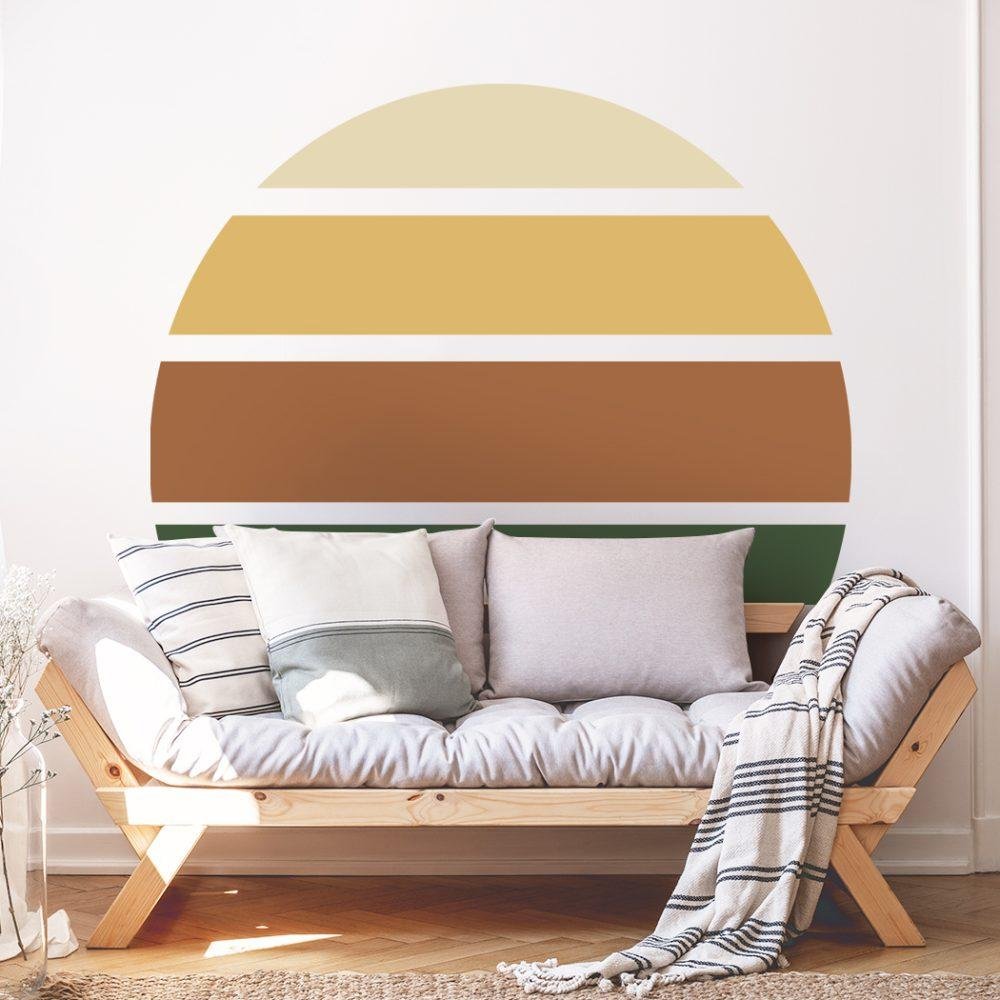 Retro Rising Sun – Earthy – Peel And Stick Wall Sticker, Flora Grossist, väggdekoration