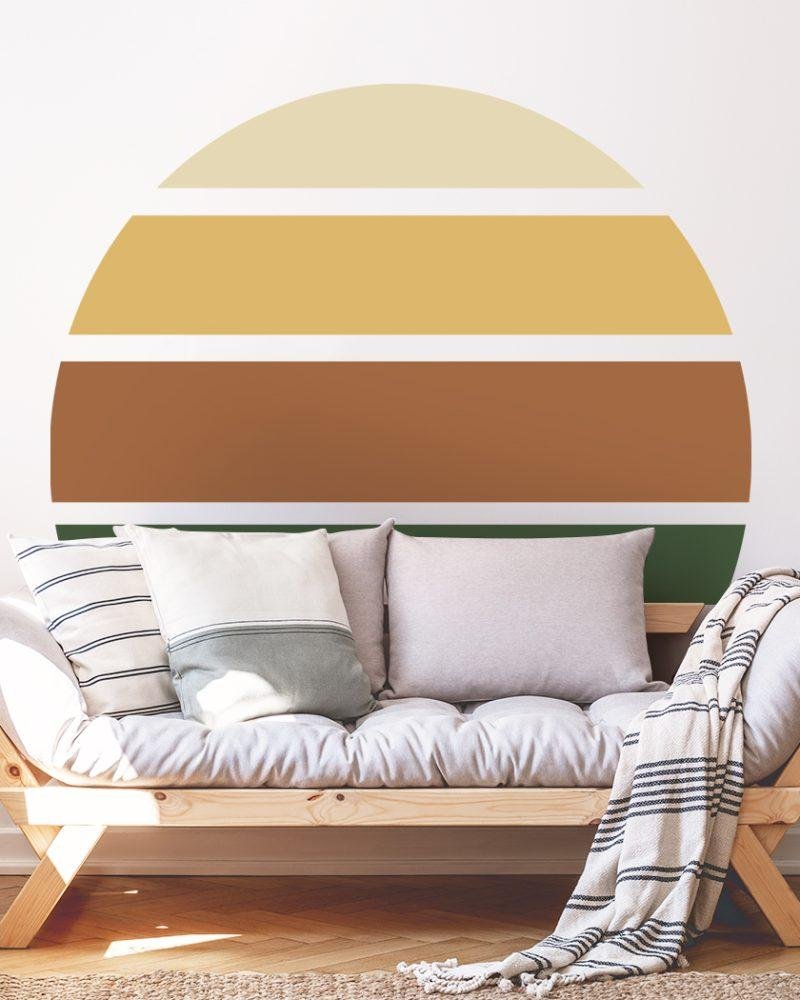 Retro Rising Sun – Earthy – Peel And Stick Wall Sticker, Flora Grossist, väggdekoration