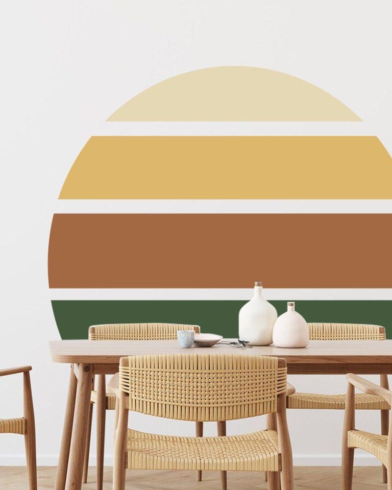 Retro Rising Sun – Earthy – Peel And Stick Wall Sticker, Flora Grossist, väggdekoration
