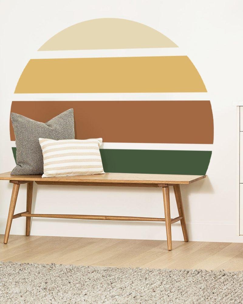 Retro Rising Sun – Earthy – Peel And Stick Wall Sticker, Flora Grossist, väggdekoration