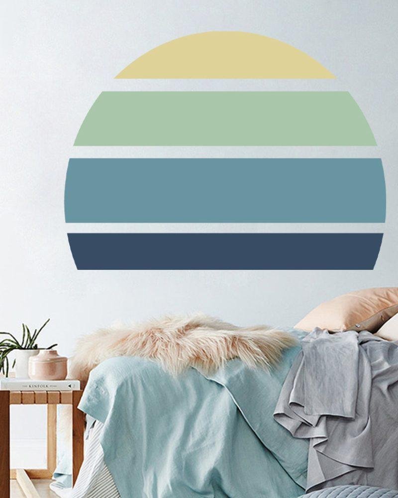 Retro Rising Sun – Ocean – Peel And Stick Wall Sticker, Flora Grossist, väggdekoration