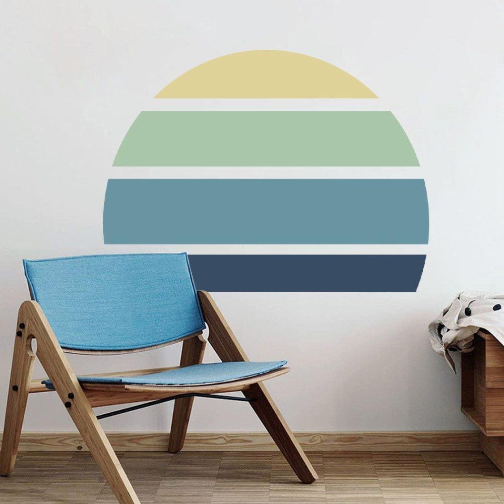 Retro Rising Sun – Ocean – Peel And Stick Wall Sticker, Flora Grossist, väggdekoration