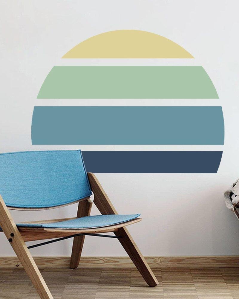 Retro Rising Sun – Ocean – Peel And Stick Wall Sticker, Flora Grossist, väggdekoration