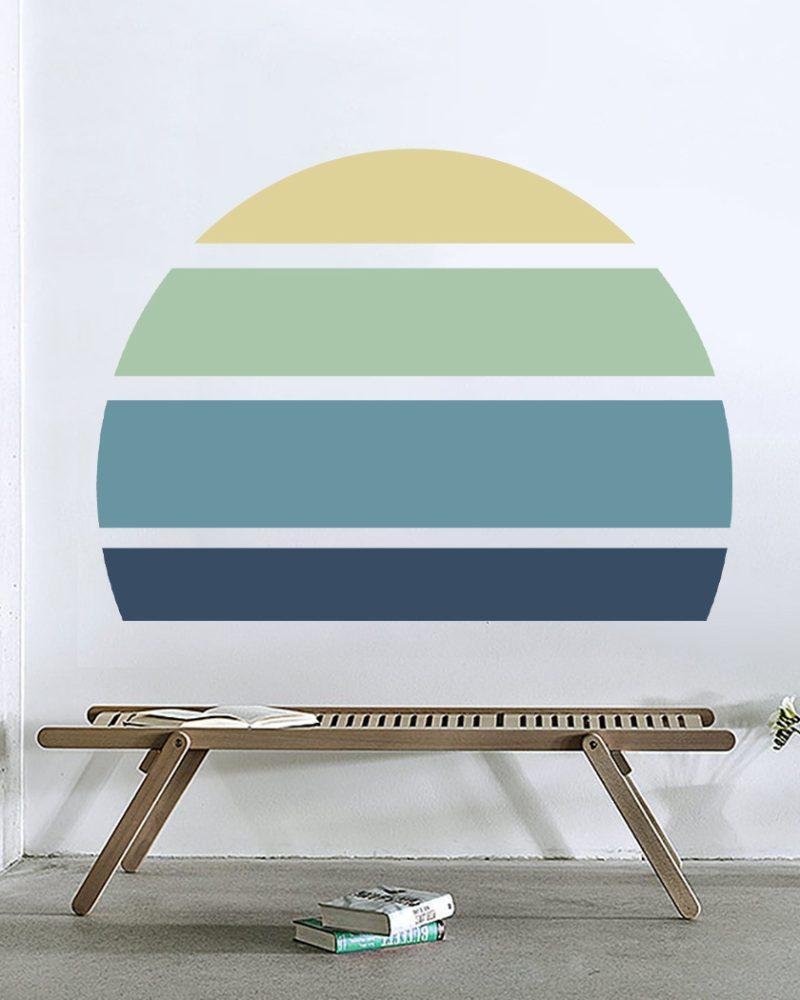 Retro Rising Sun – Ocean – Peel And Stick Wall Sticker, Flora Grossist, väggdekoration