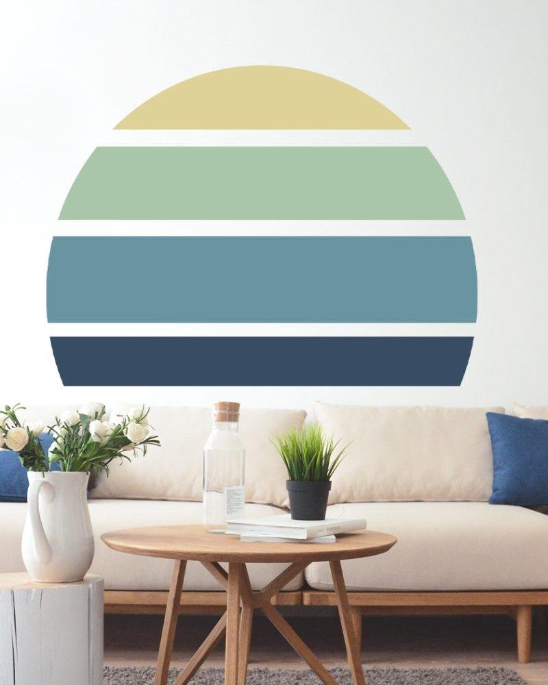 Retro Rising Sun – Ocean – Peel And Stick Wall Sticker, Flora Grossist, väggdekoration