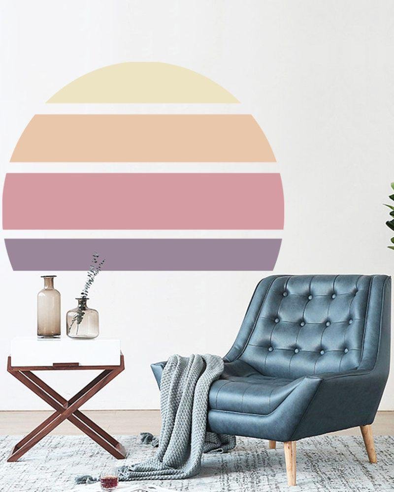 Retro Rising Sun – Whisper – Peel And Stick Wall Sticker, Flora Grossist, väggdekoration