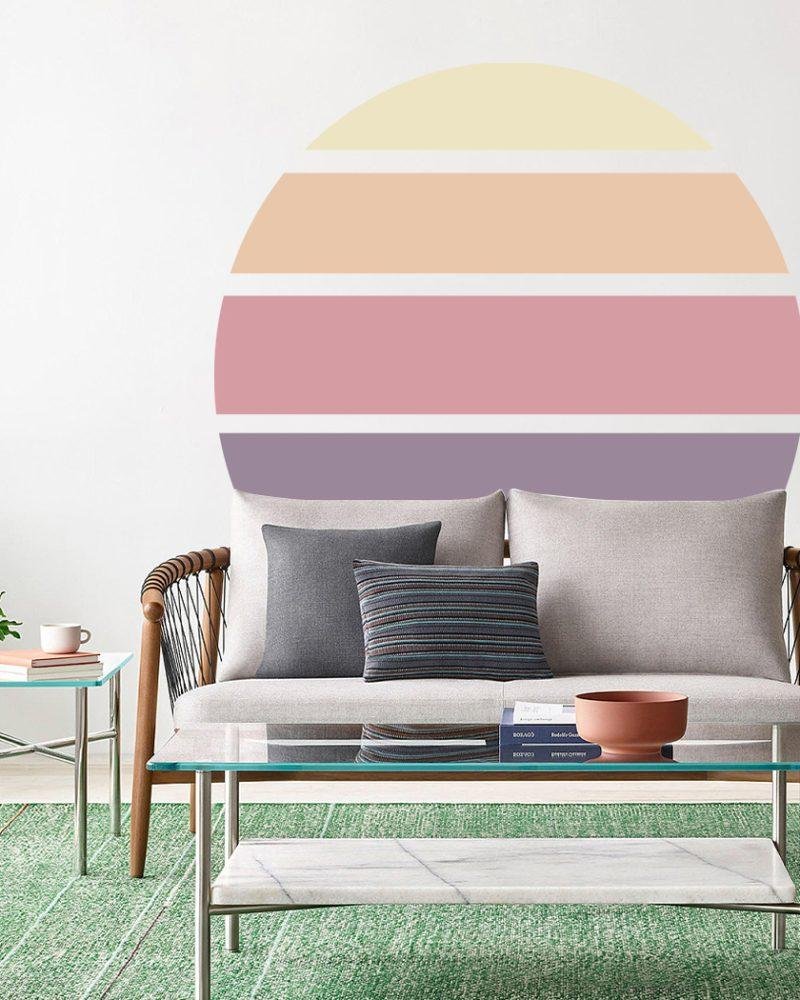 Retro Rising Sun – Whisper – Peel And Stick Wall Sticker, Flora Grossist, väggdekoration