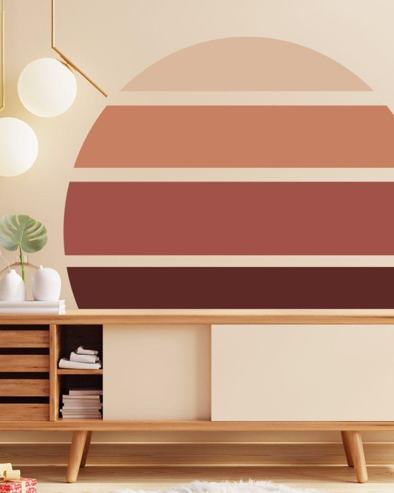 Retro Rising Sun – Desert Sand – Peel And Stick Wall Sticker, Flora Grossist, väggdekoration