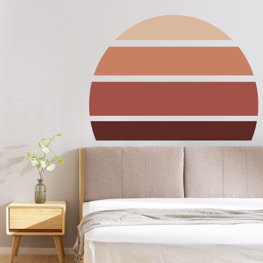 Retro Rising Sun – Desert Sand – Peel And Stick Wall Sticker, Flora Grossist, väggdekoration