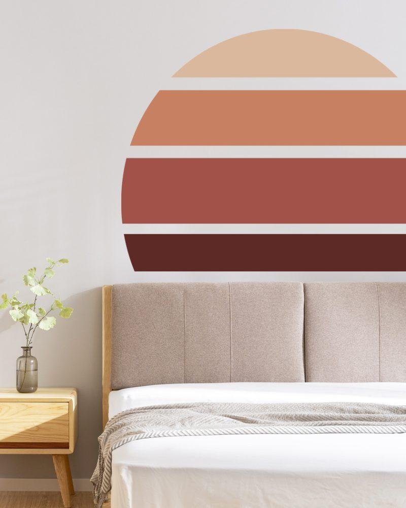 Retro Rising Sun – Desert Sand – Peel And Stick Wall Sticker, Flora Grossist, väggdekoration