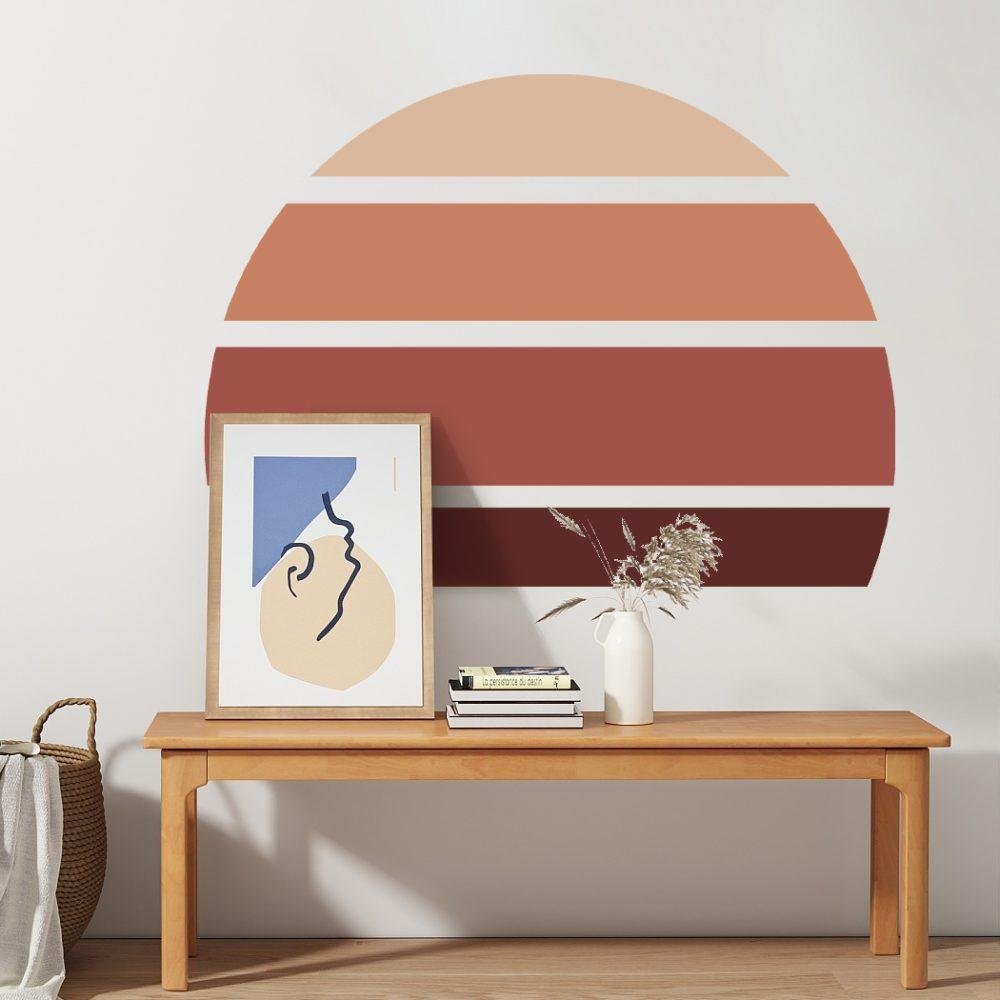 Retro Rising Sun – Desert Sand – Peel And Stick Wall Sticker, Flora Grossist, väggdekoration