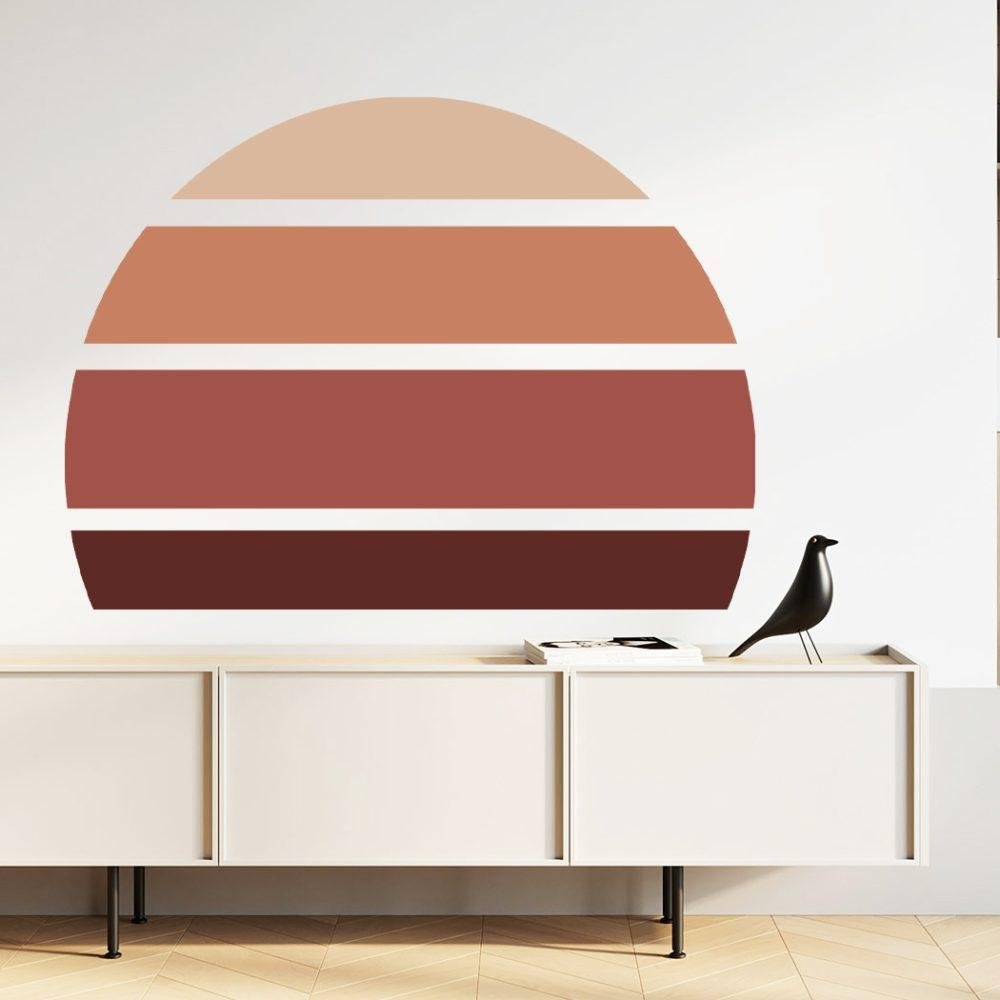Retro Rising Sun – Desert Sand – Peel And Stick Wall Sticker, Flora Grossist, väggdekoration