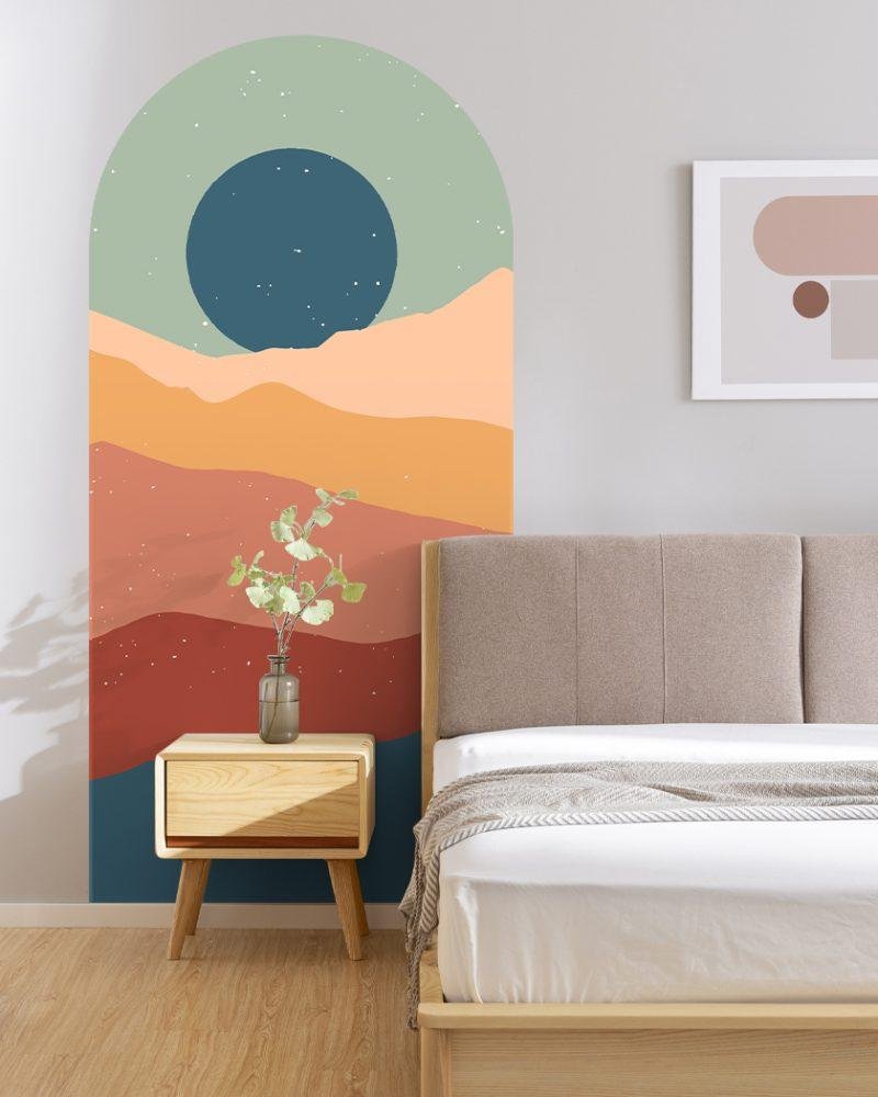 1 St Simple Life Mountain Sunset Arch Dekal Vattentät Väggmålning, Flora Grossist, väggdekoration