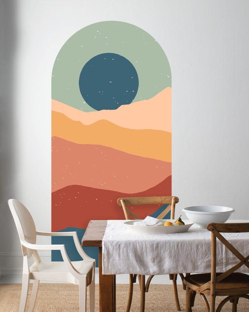 1 St Simple Life Mountain Sunset Arch Dekal Vattentät Väggmålning, Flora Grossist, väggdekoration