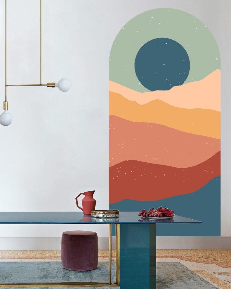 1 St Simple Life Mountain Sunset Arch Dekal Vattentät Väggmålning, Flora Grossist, väggdekoration